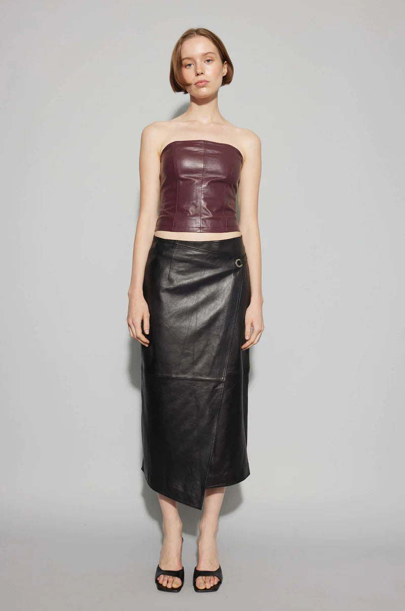 Oval Square Reflection Leather Skirt