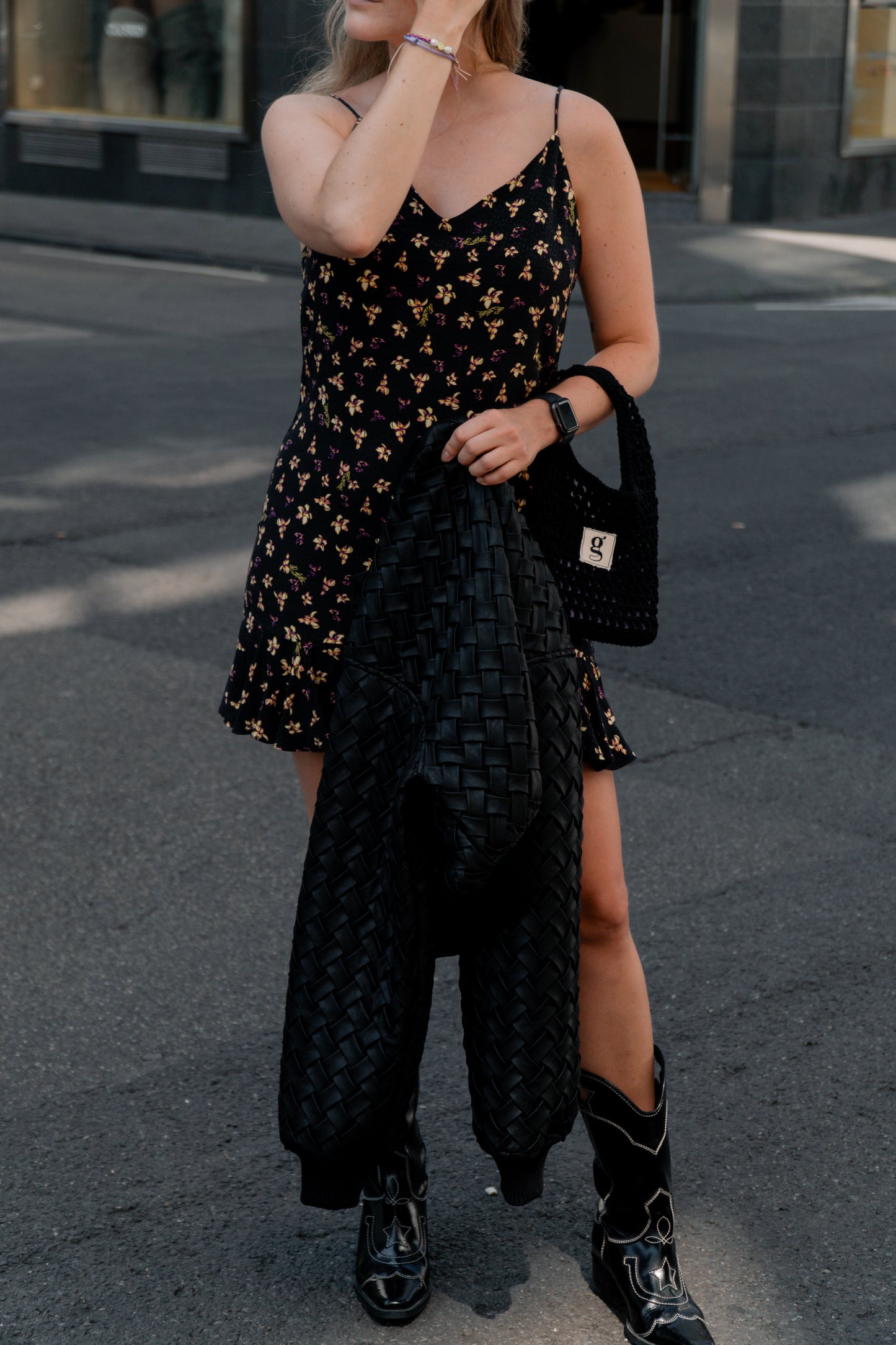 Jacquard Mini Slip Dress