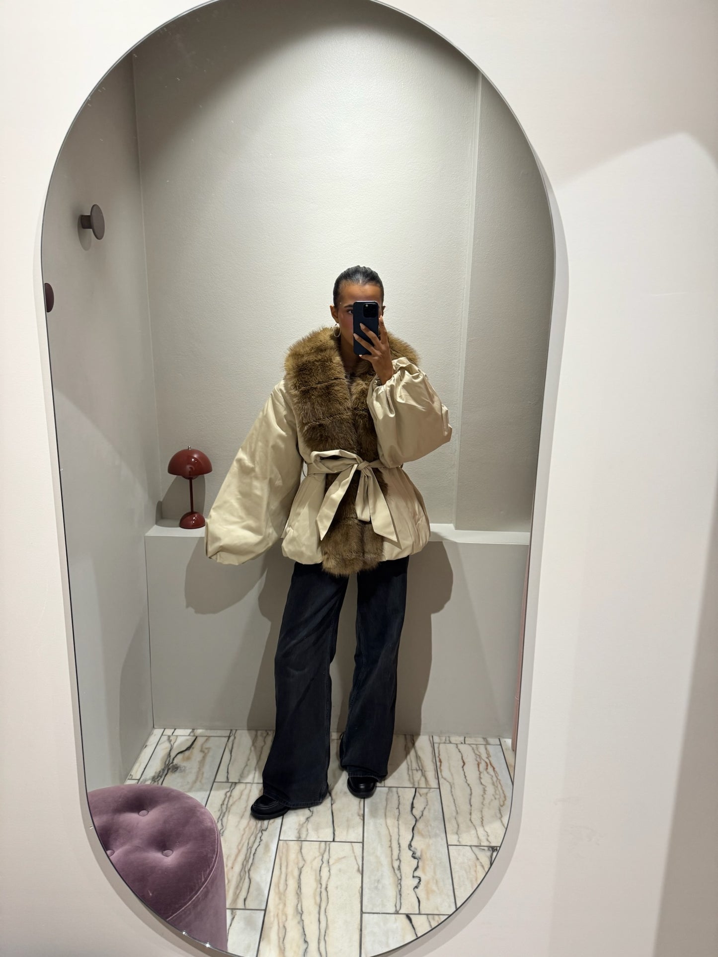 ROTATE Faux Fur Collar Jacket