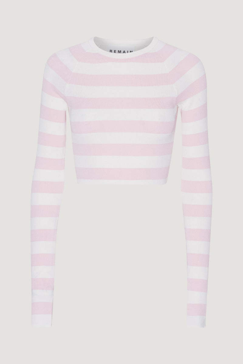 Remain Striped Knit Top Soft Pink
