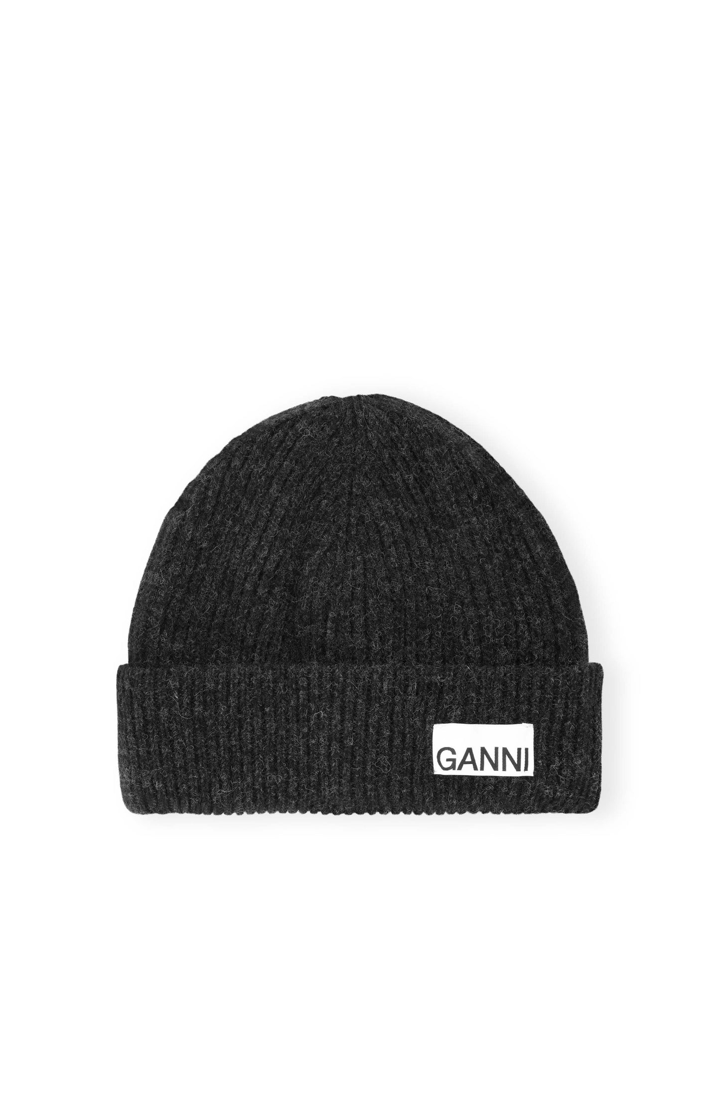 GANNI Light Structured Rib Knit Beanie Phantom