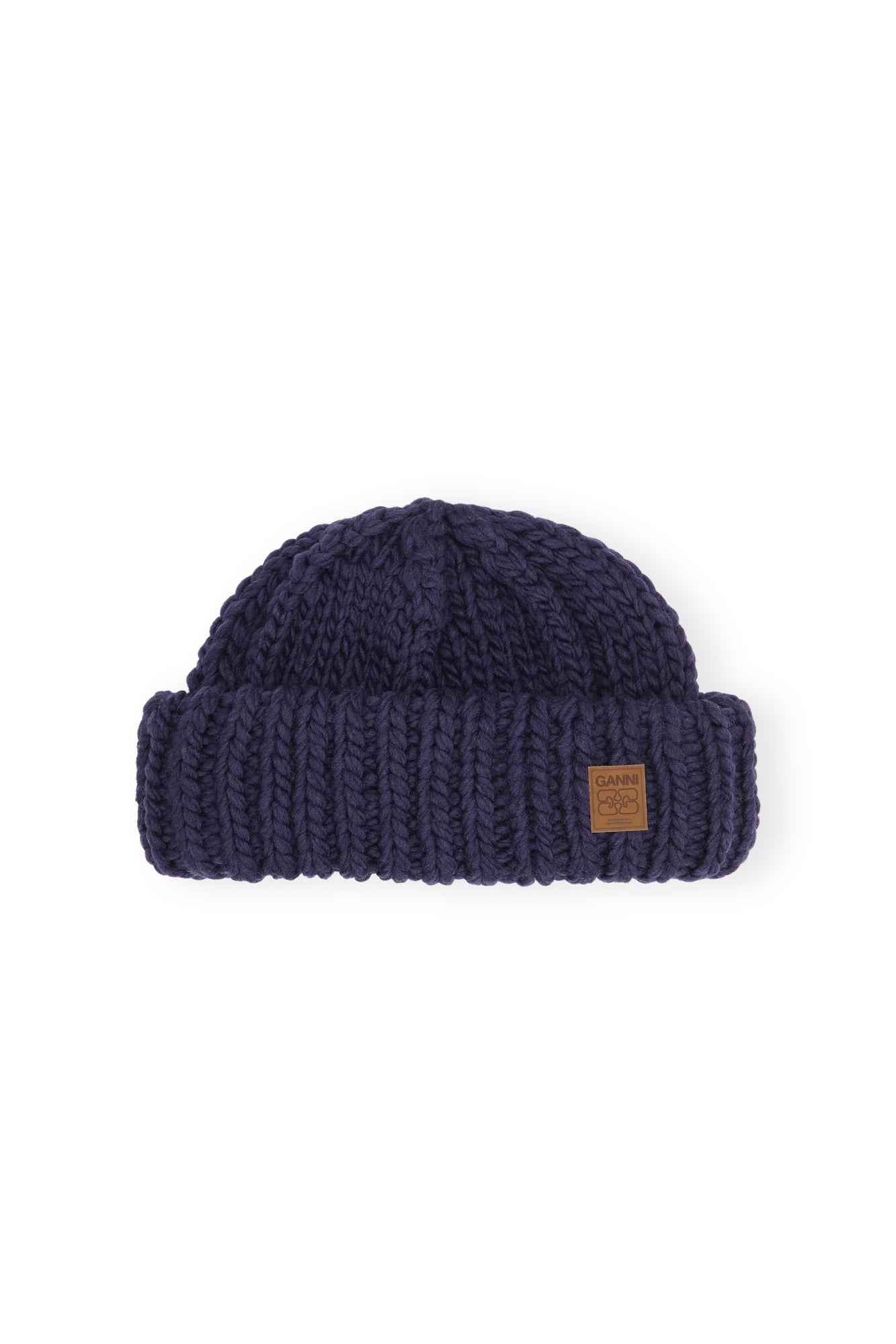 GANNI Graphic Wool Hand Knit Beanie