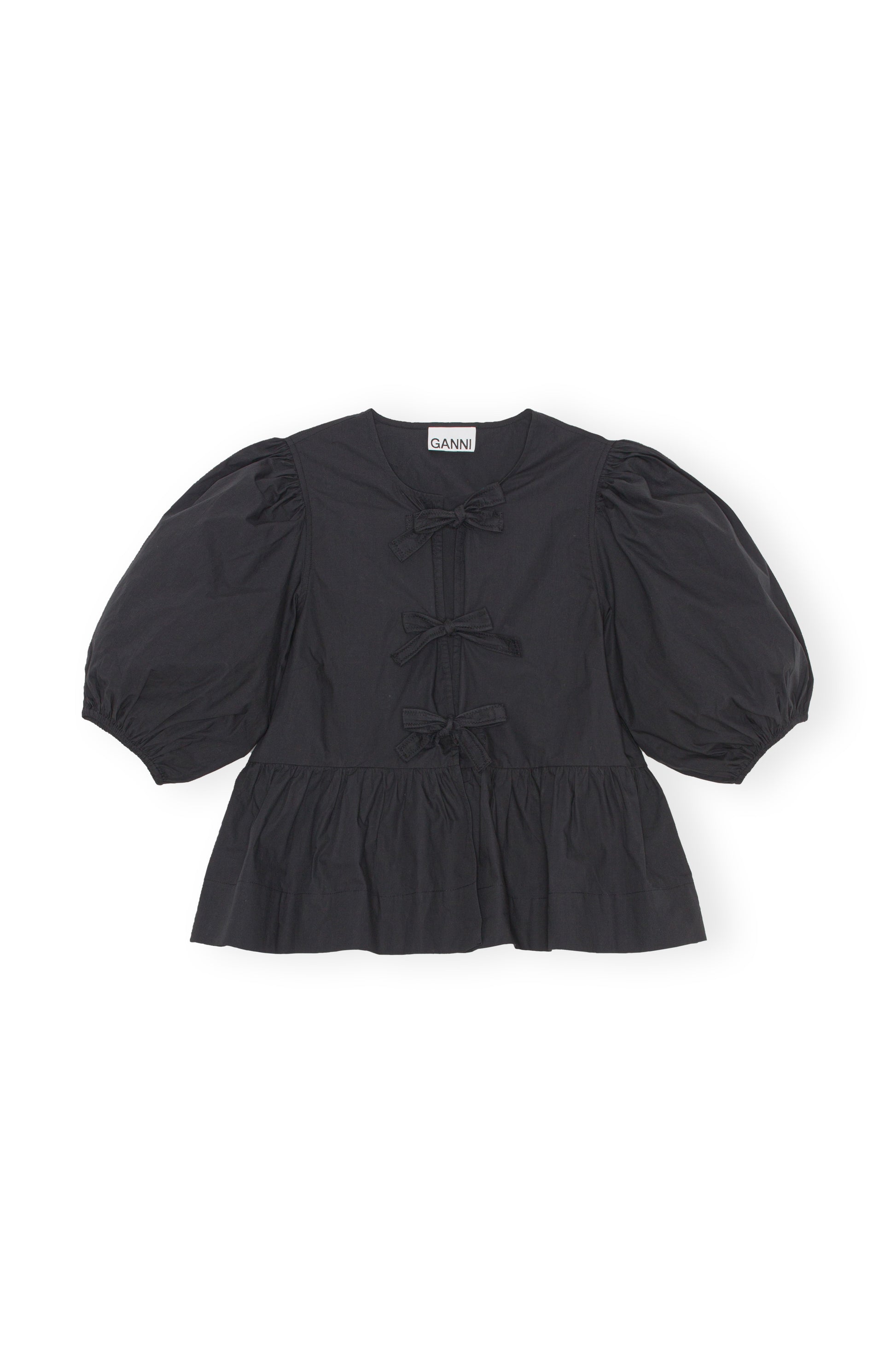 Baumwollbluse mit Peplum und Bindedetail