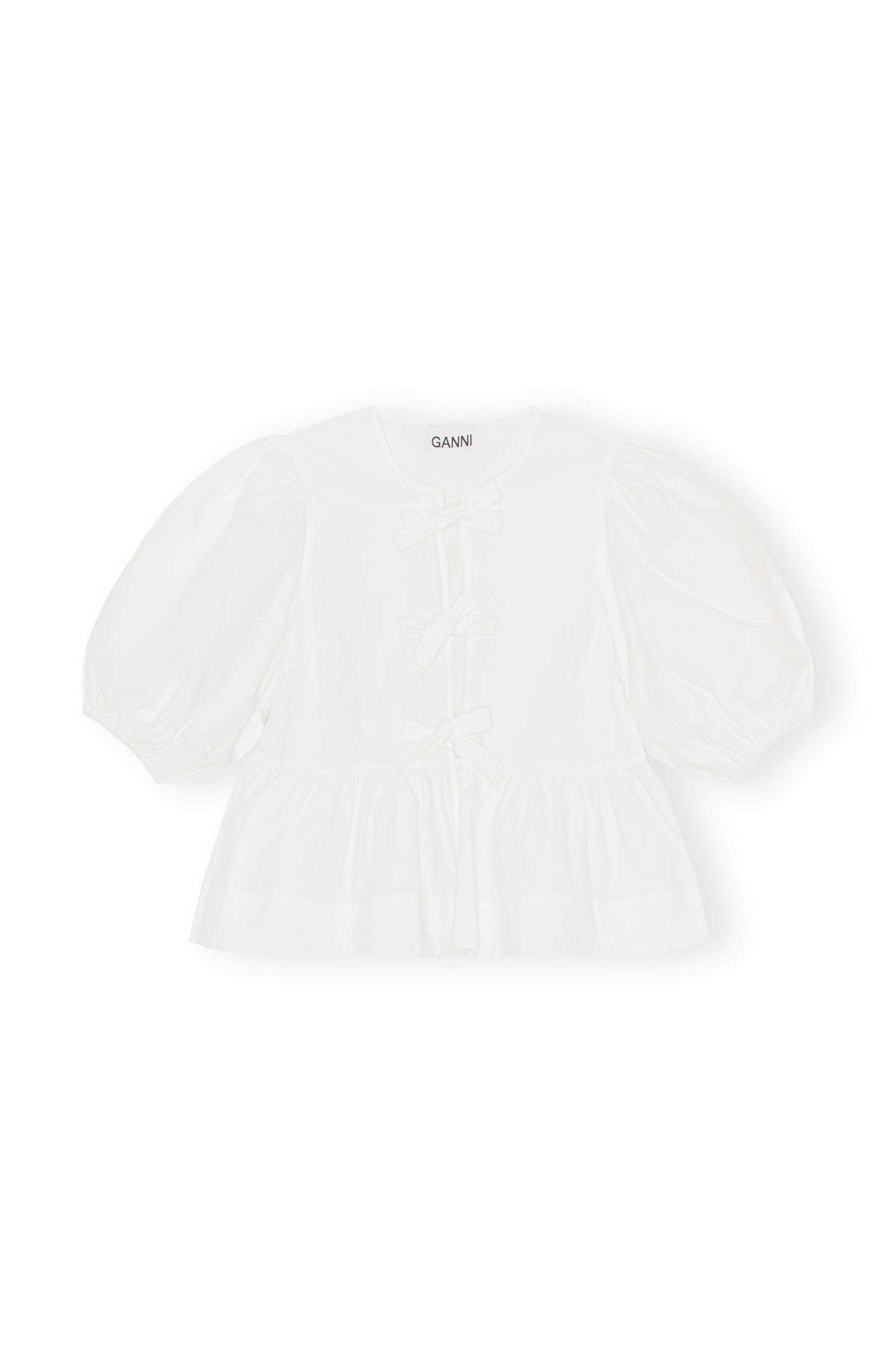 Baumwollbluse mit Peplum und Bindedetail