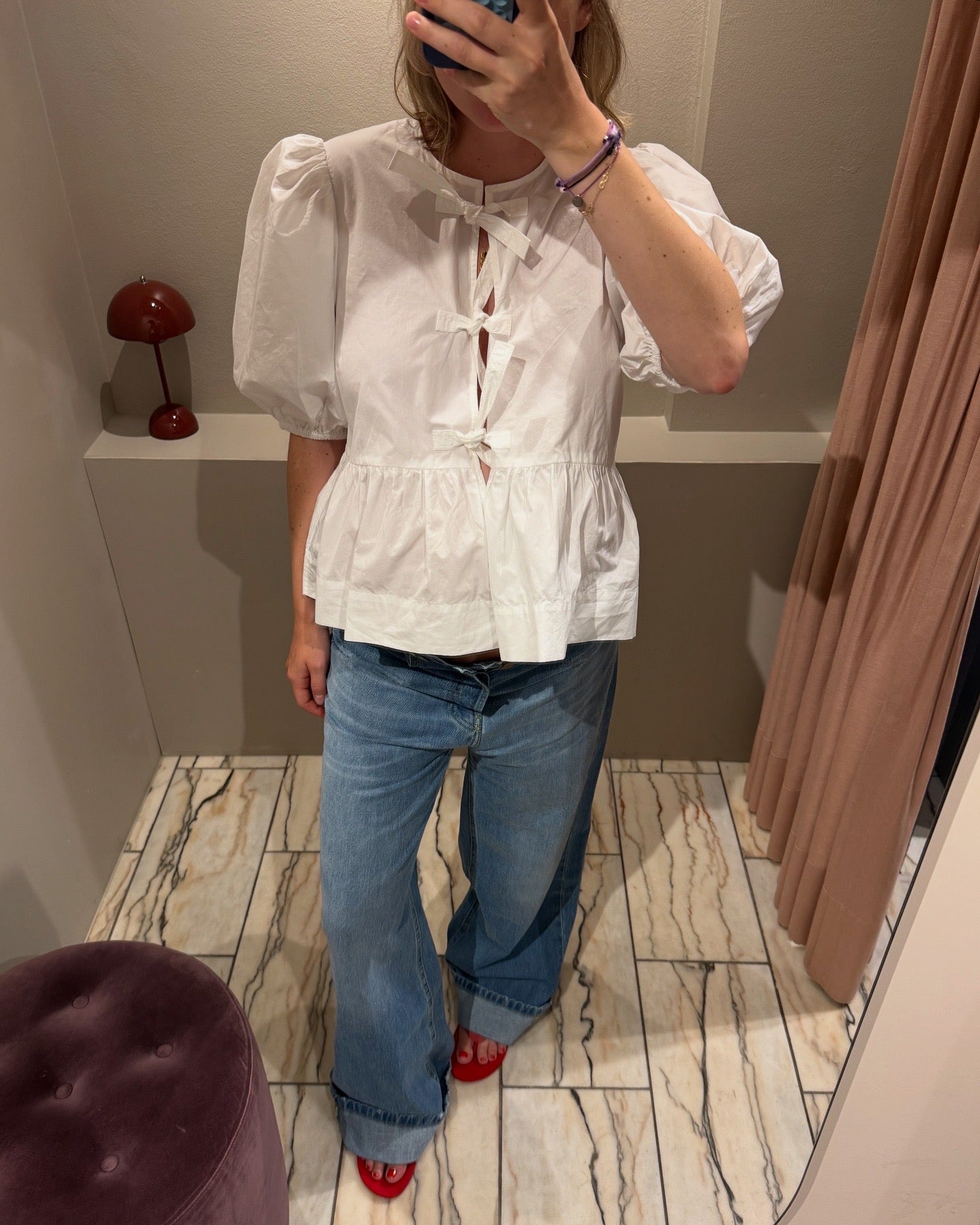 GANNI Cotton Poplin Peplum Blouse