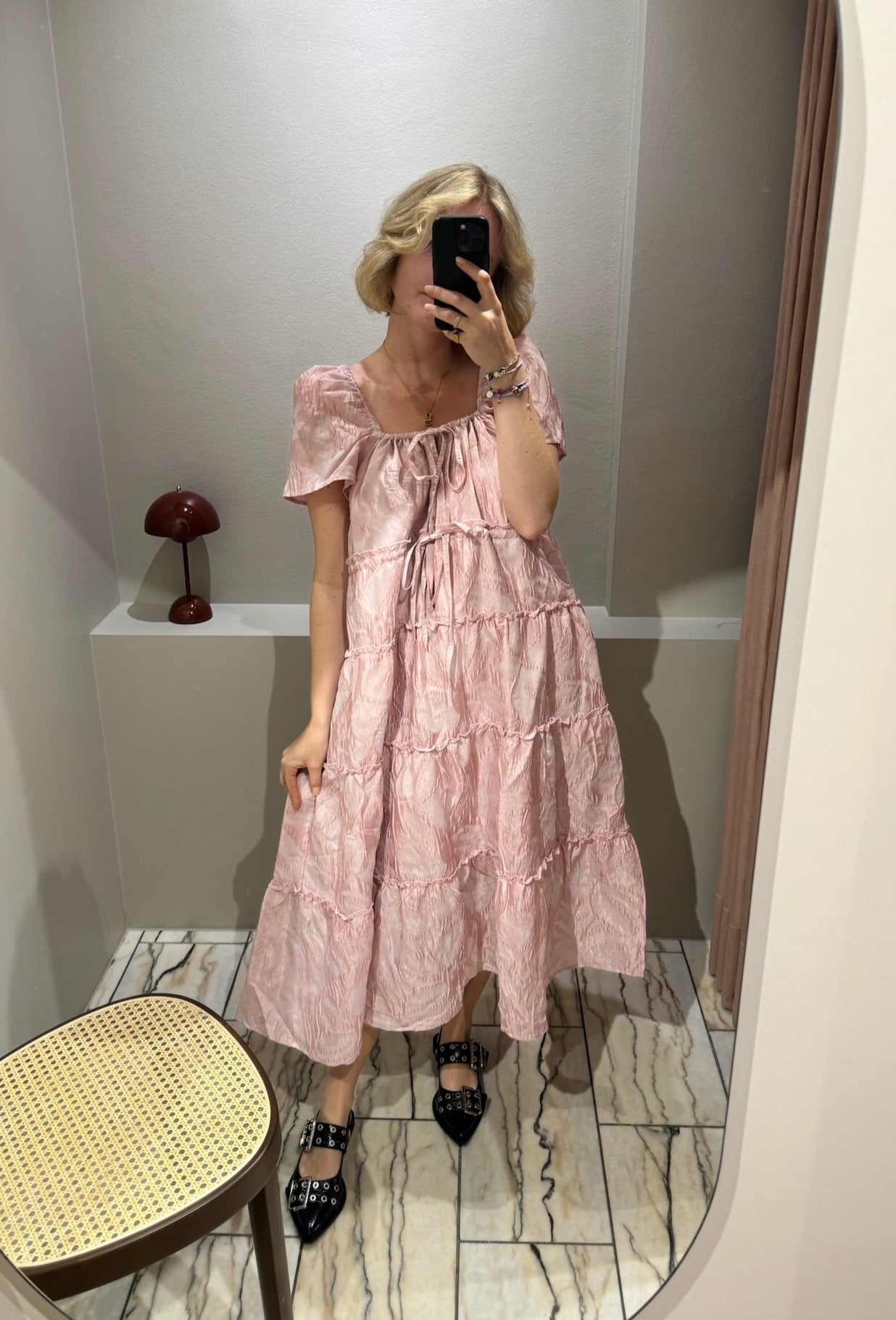 GANNI Textured Cloqué Layer Dress