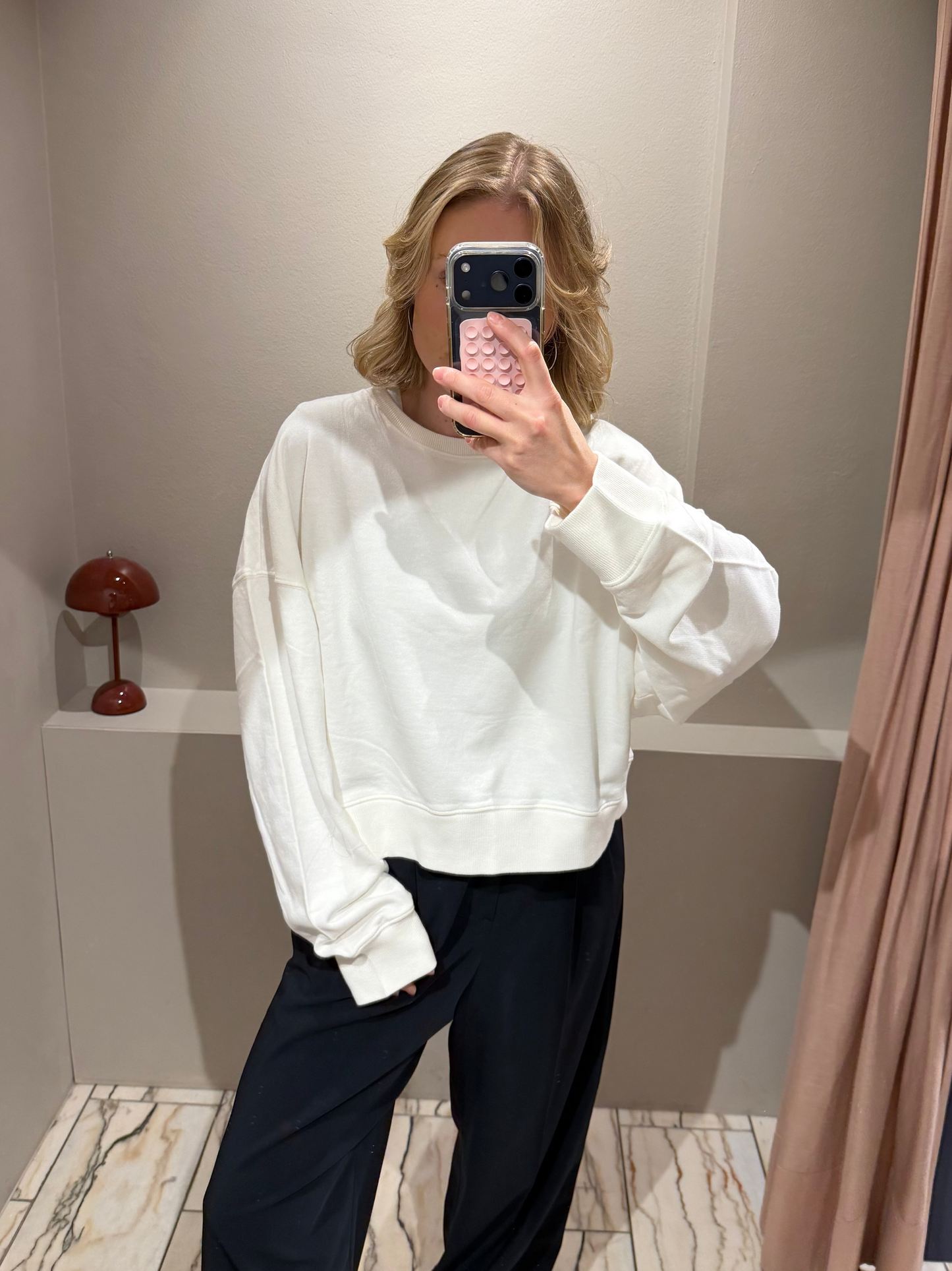 Grey Marl FRANNY CREW SWEAT OFF WHITE