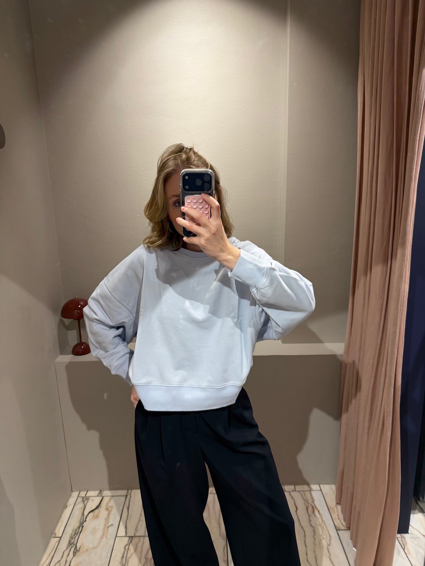Grey Marl FRANNY CREW SWEAT CLASSIC-AQUA