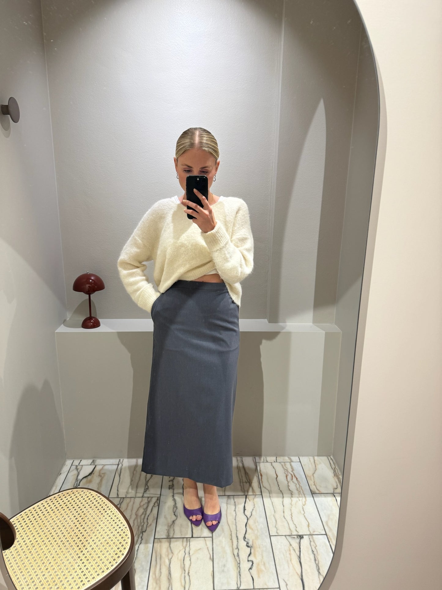 Remain Suiting Midi Skirt Dark Grey