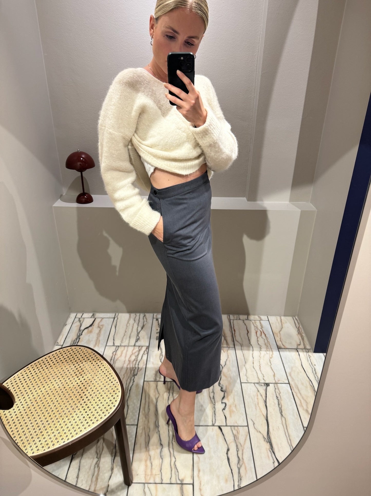 Remain Suiting Midi Skirt Dark Grey
