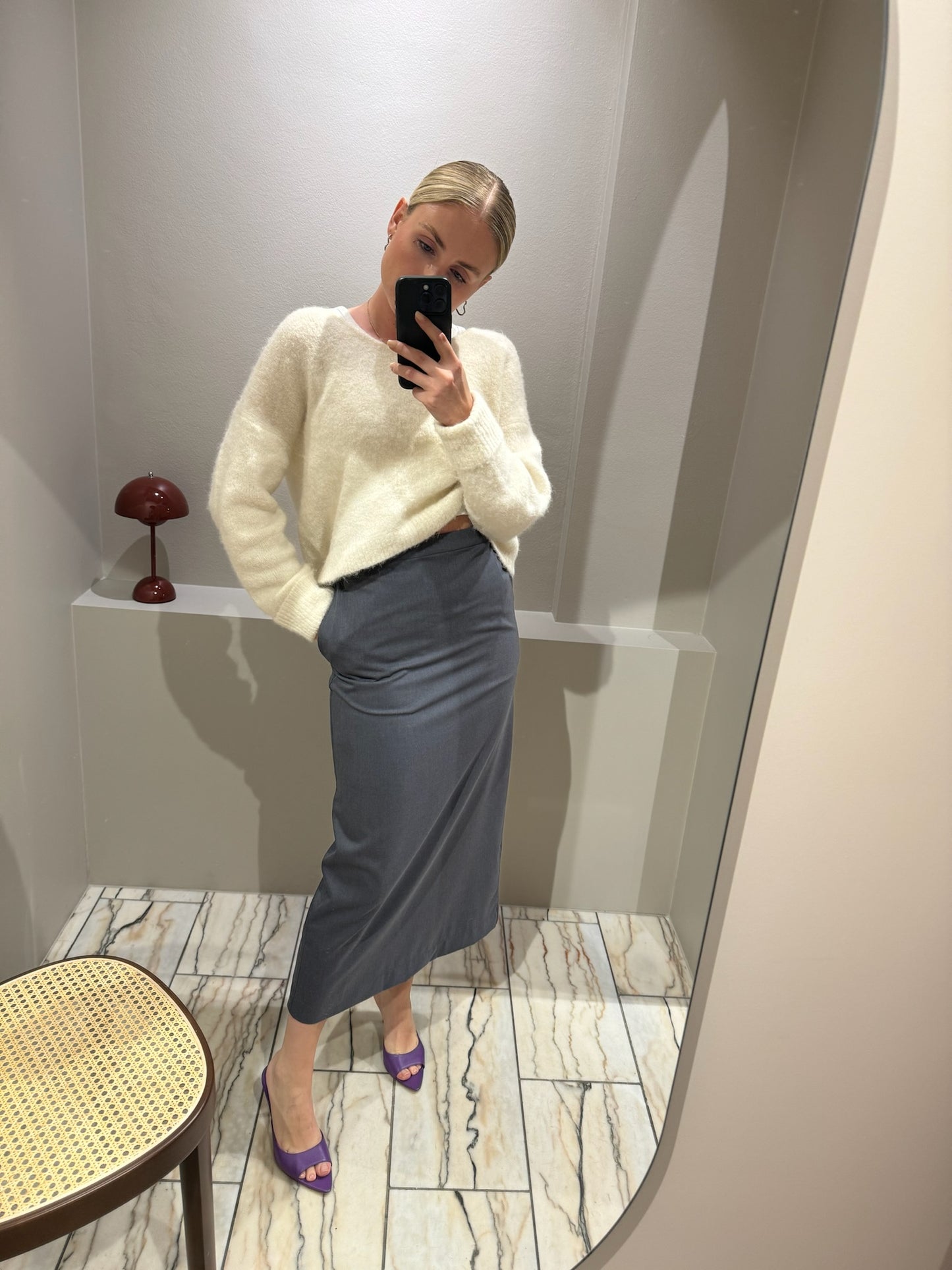 Remain Suiting Midi Skirt Dark Grey