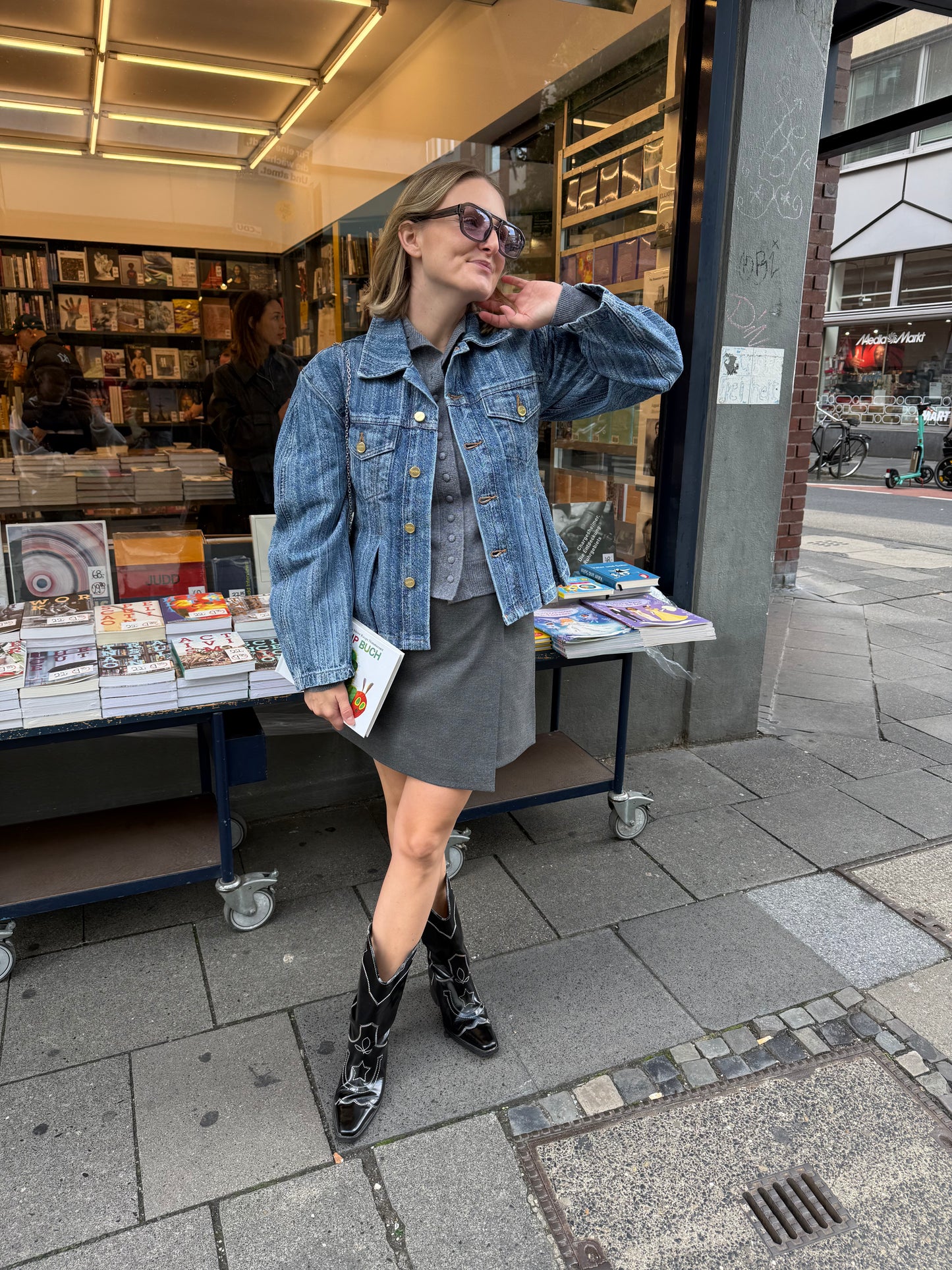 GANNI Structured Denim Fitted Jacket