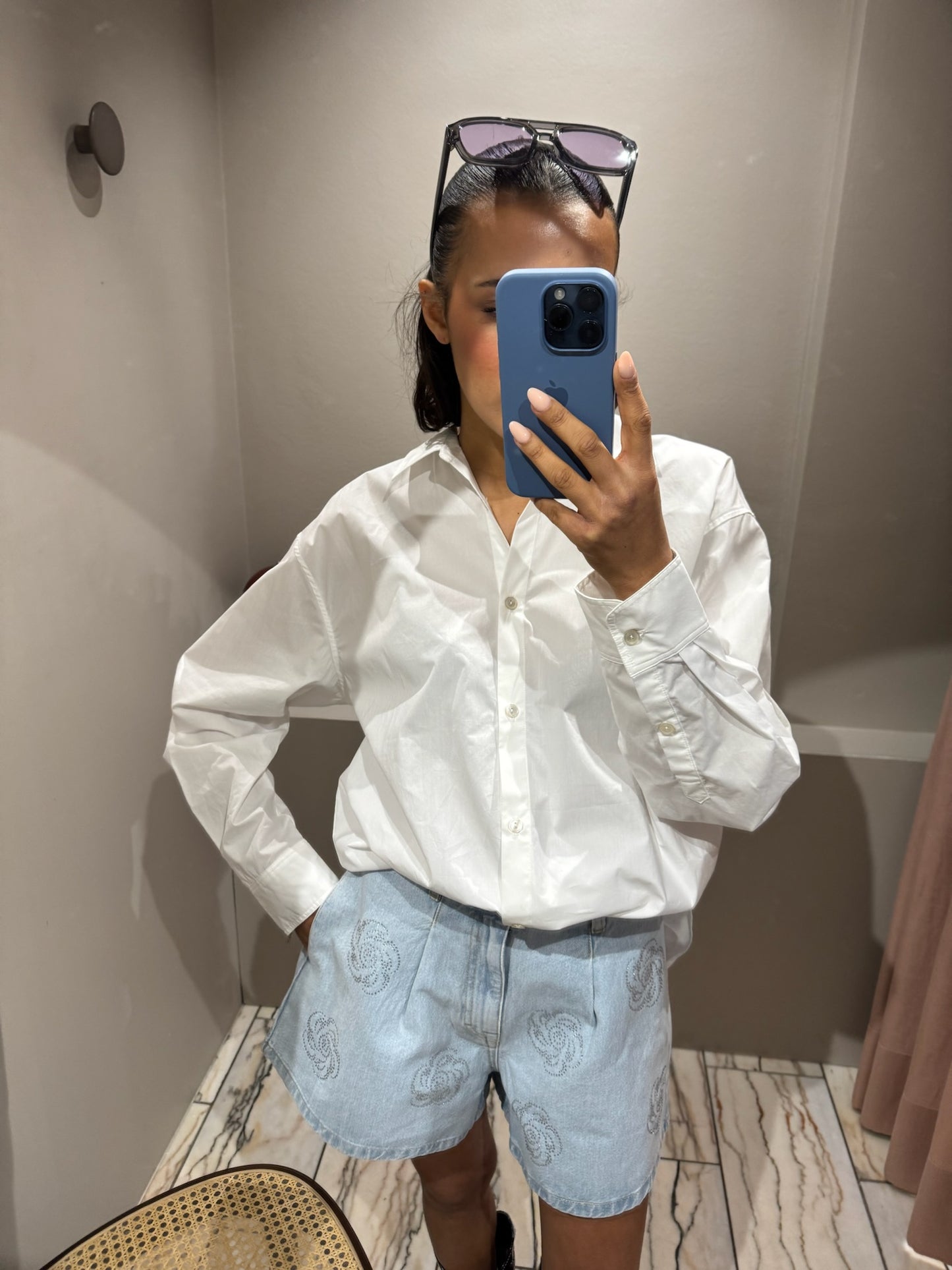 Rotate Denim Studs Shorts
