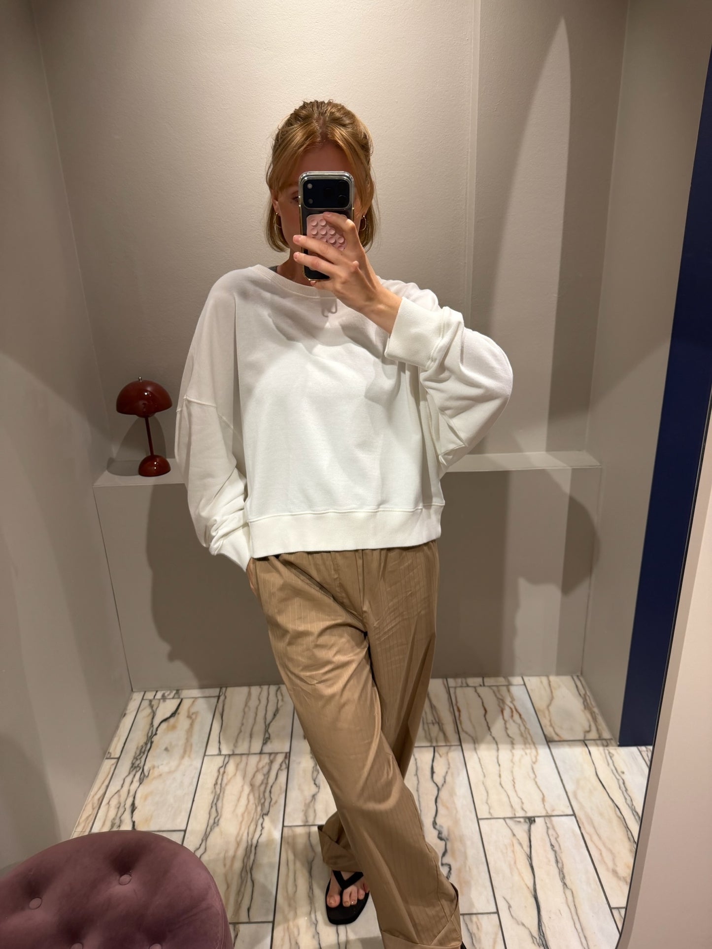 Grey Marl FRANNY CREW SWEAT OFF WHITE