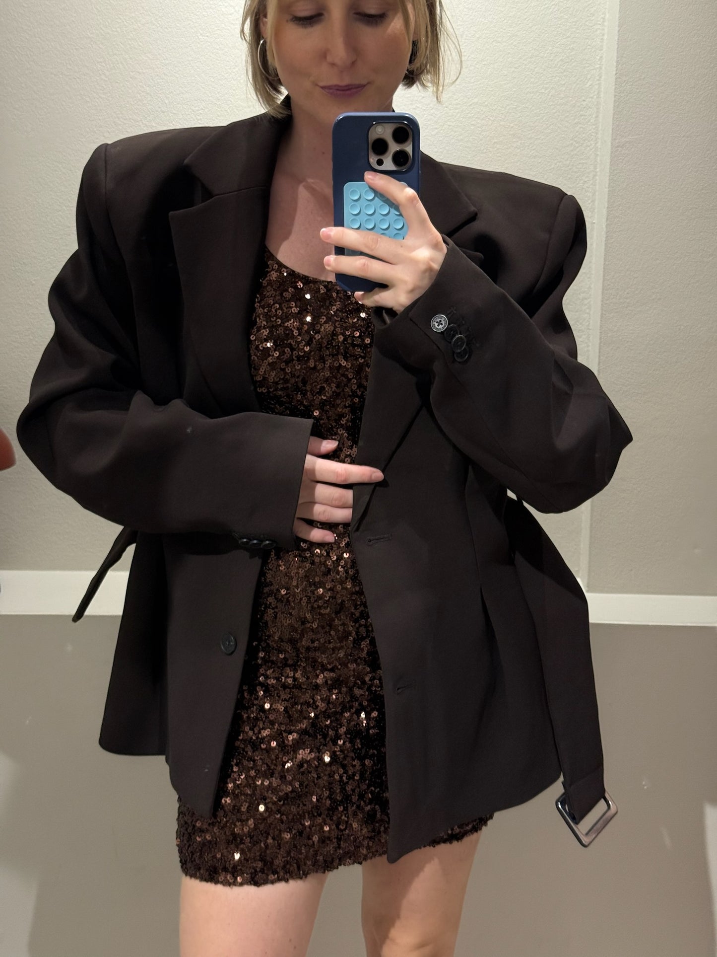Rotate Suiting Belted Blazer Brown