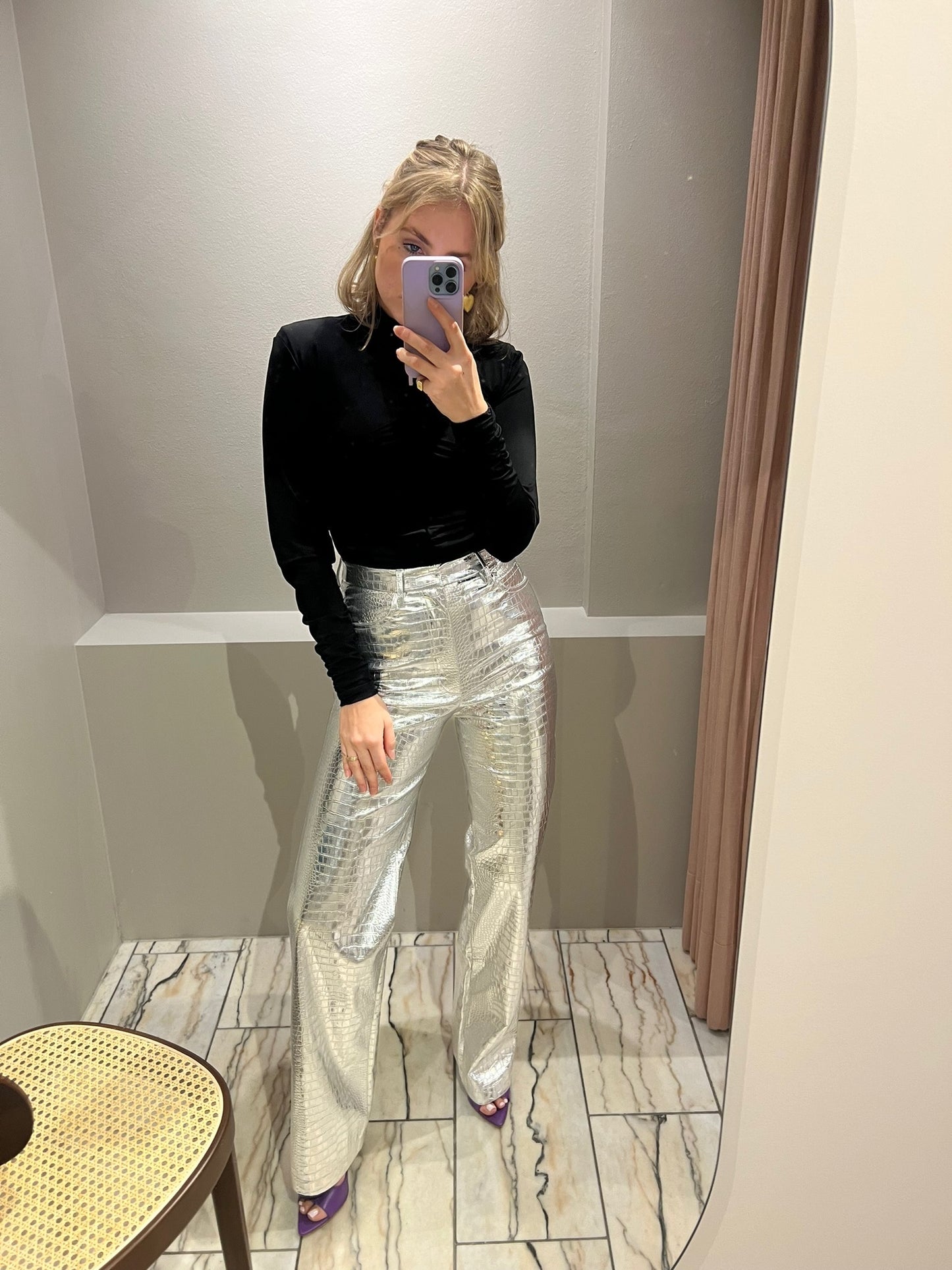 Rotate silver Textured Pants