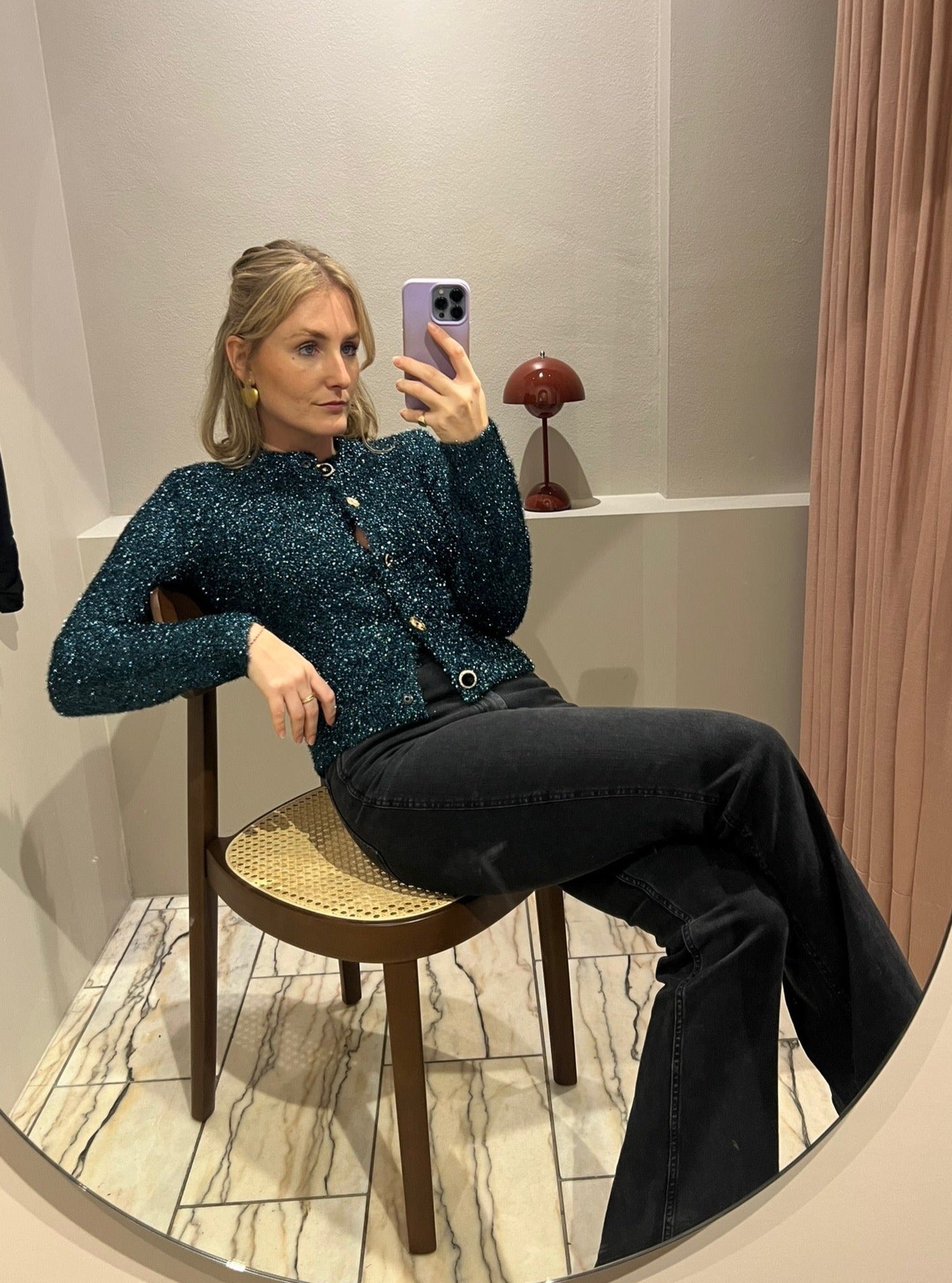 Rotate Glitter Knit Cardigan
