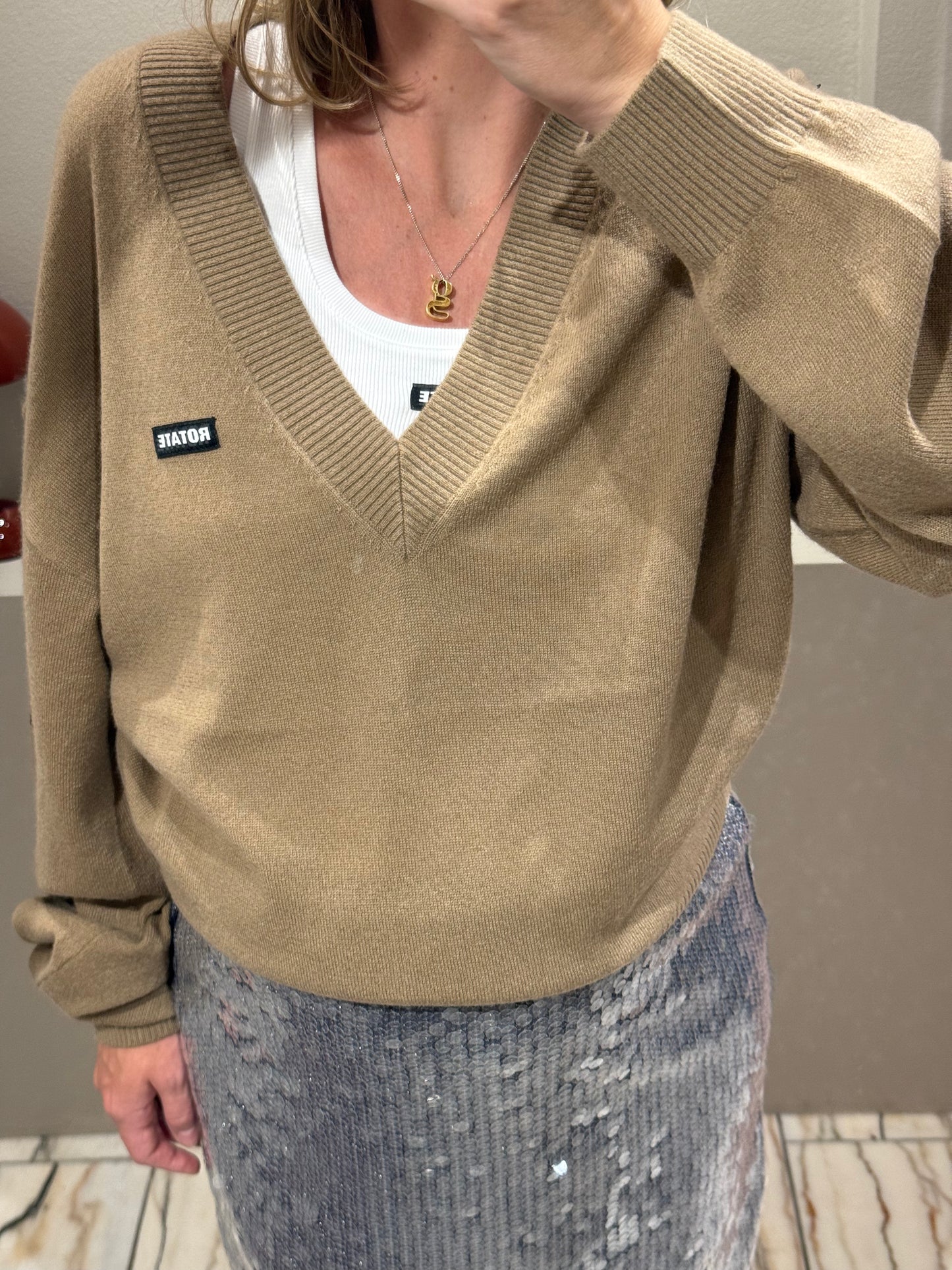Rotate Knit V-Neck Sweater