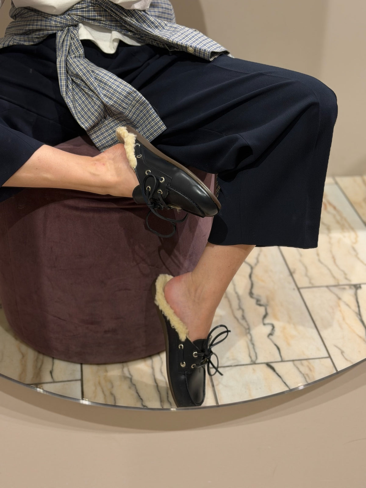 Boat Loafer Mule Fur Night
