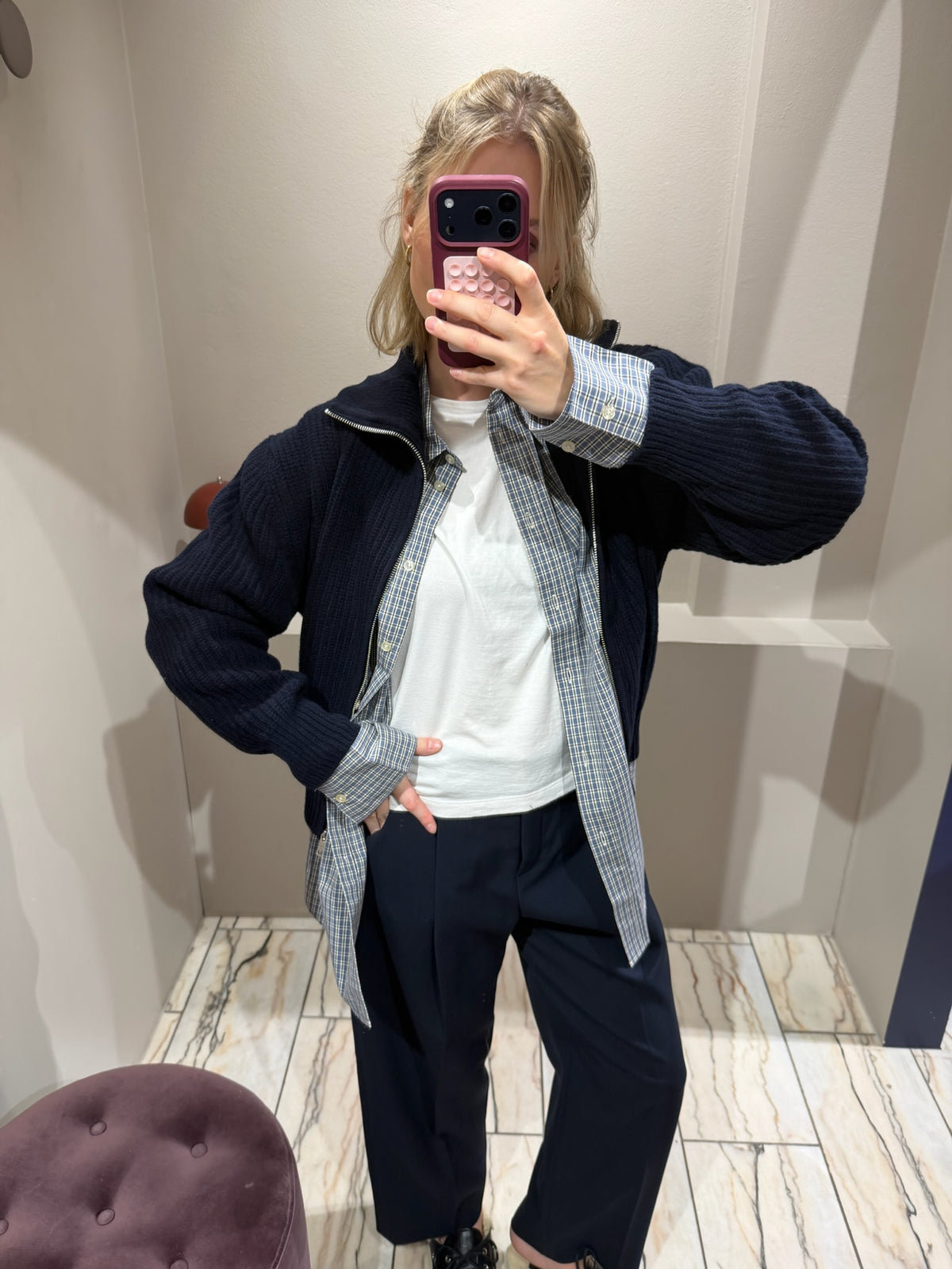 North Zip Strickjacke Navy