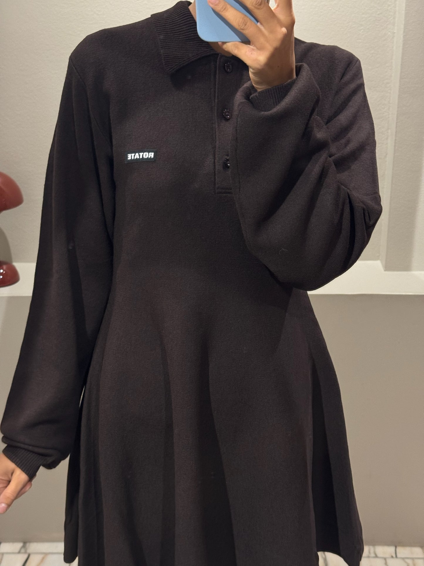 Rotate Sunday Slinky Knit Polo Dress