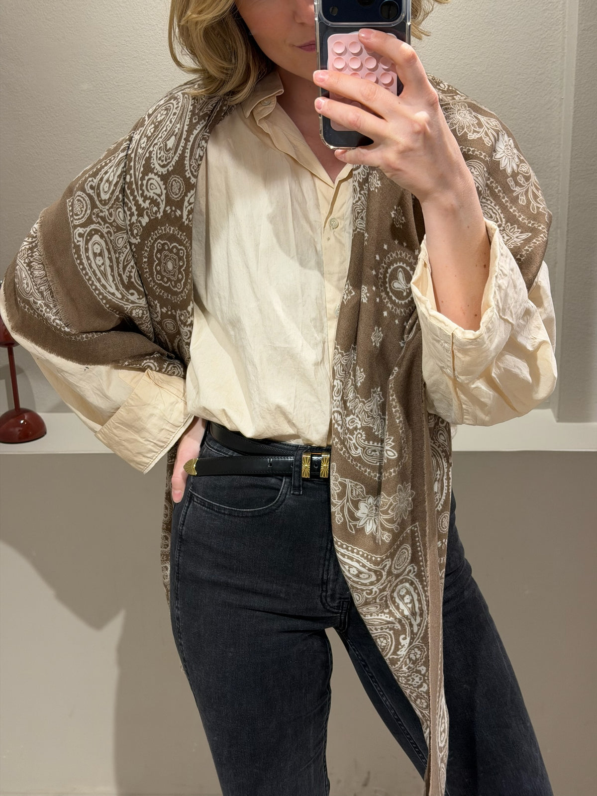 G-Paisley Scarf XL Beige