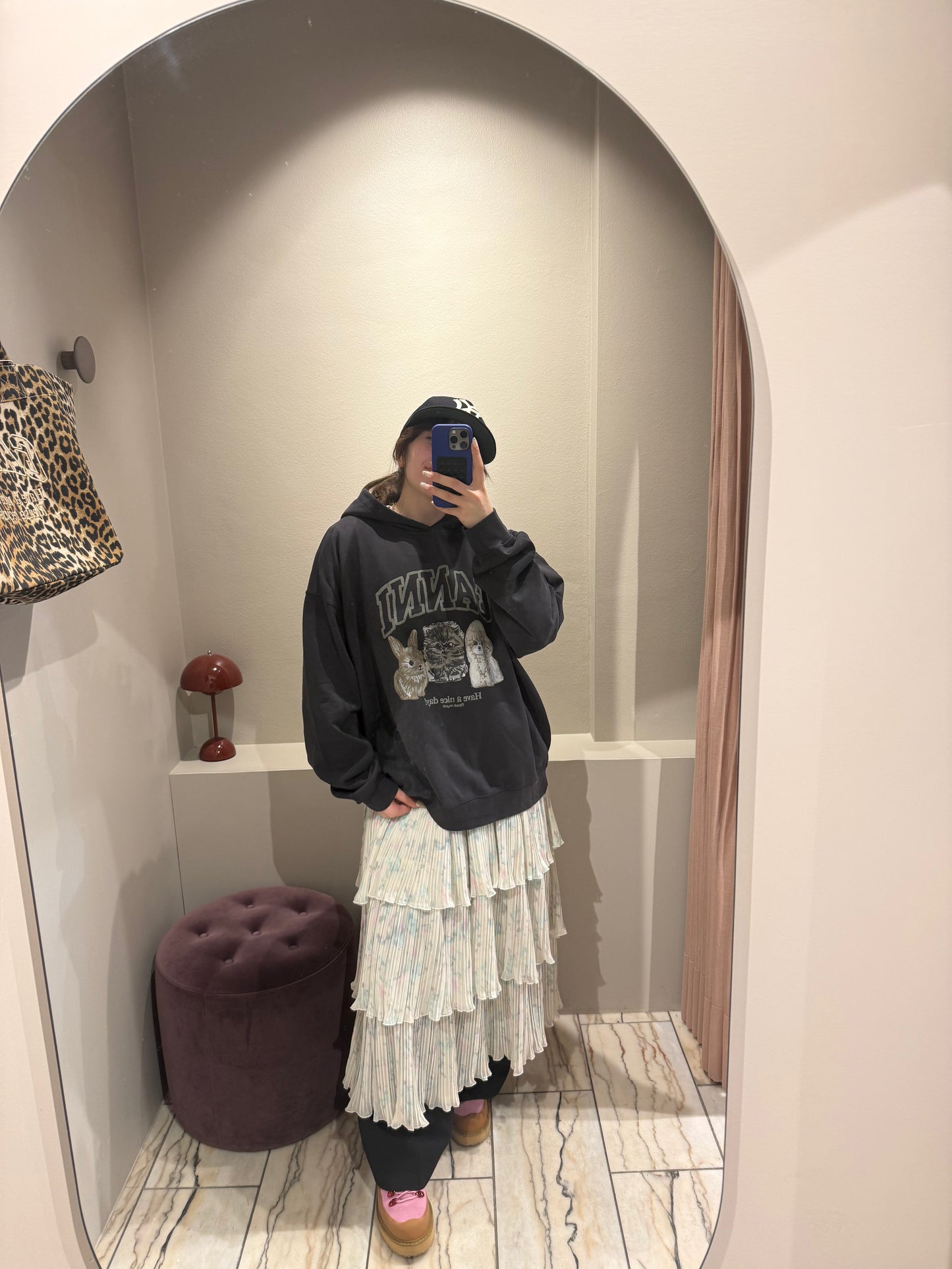 GANNI Isoli Oversize Animals Crop Hoodie