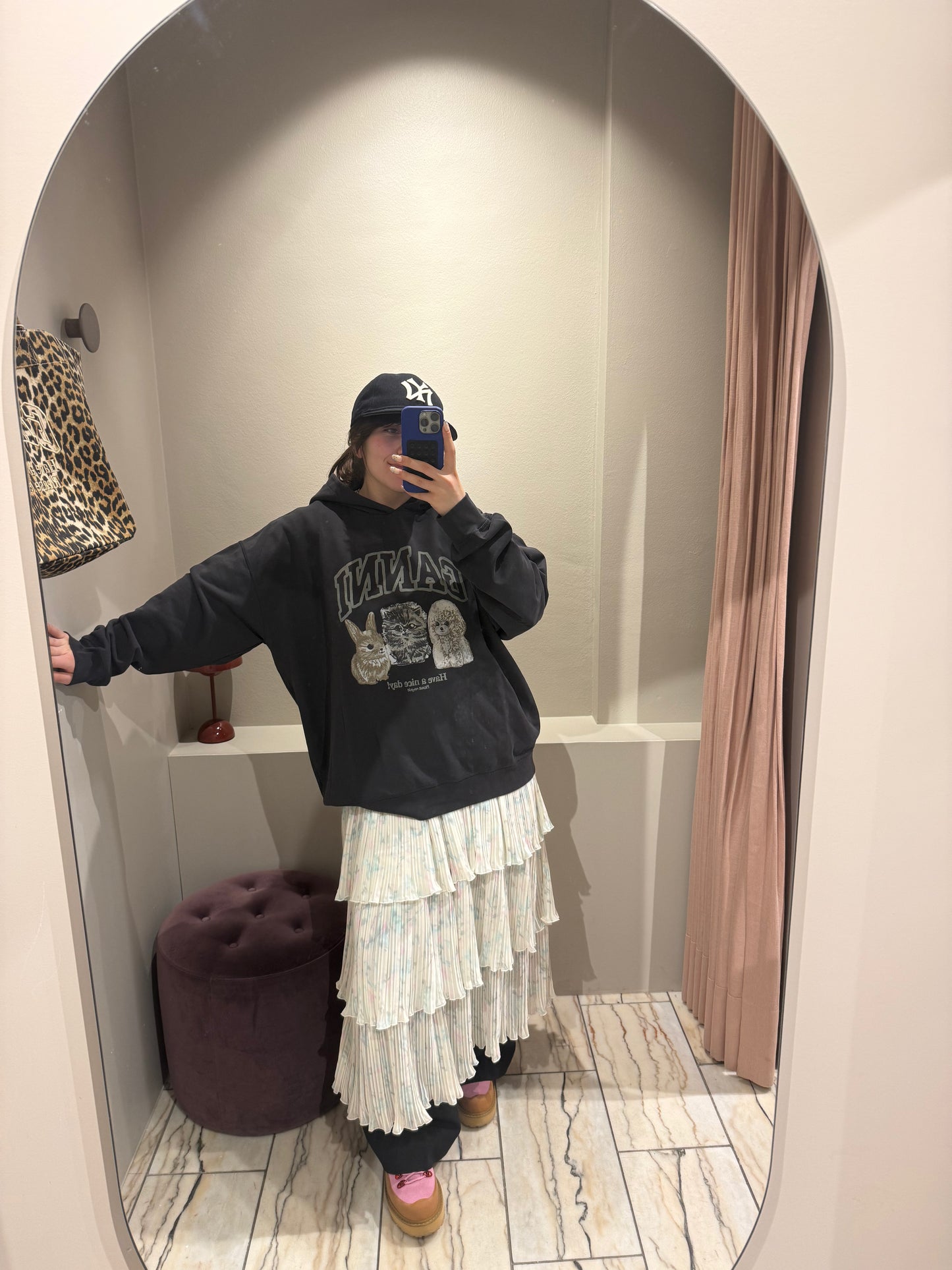 GANNI Isoli Oversize Animals Crop Hoodie