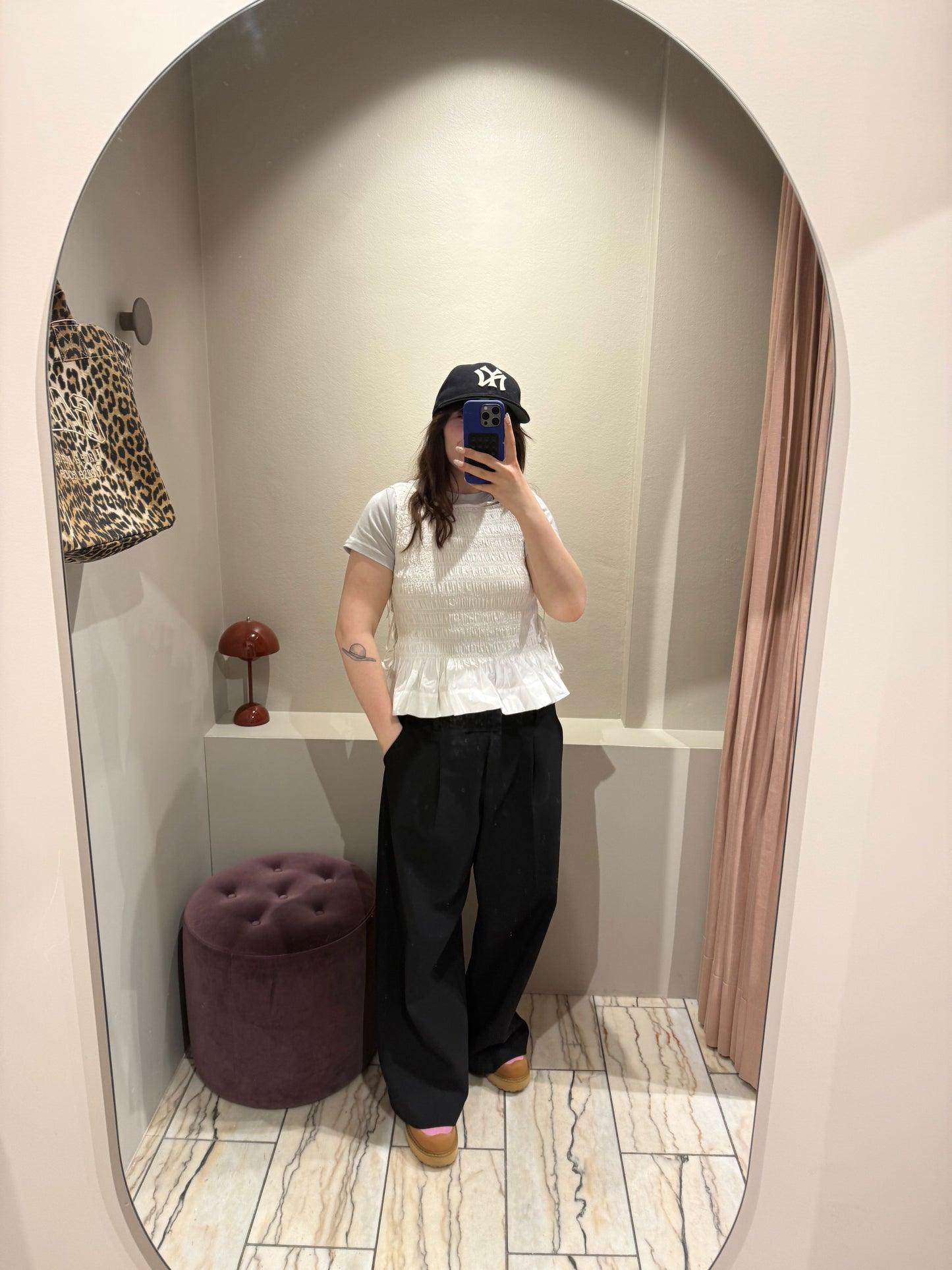GANNI Cotton Poplin Smock Tie String Top