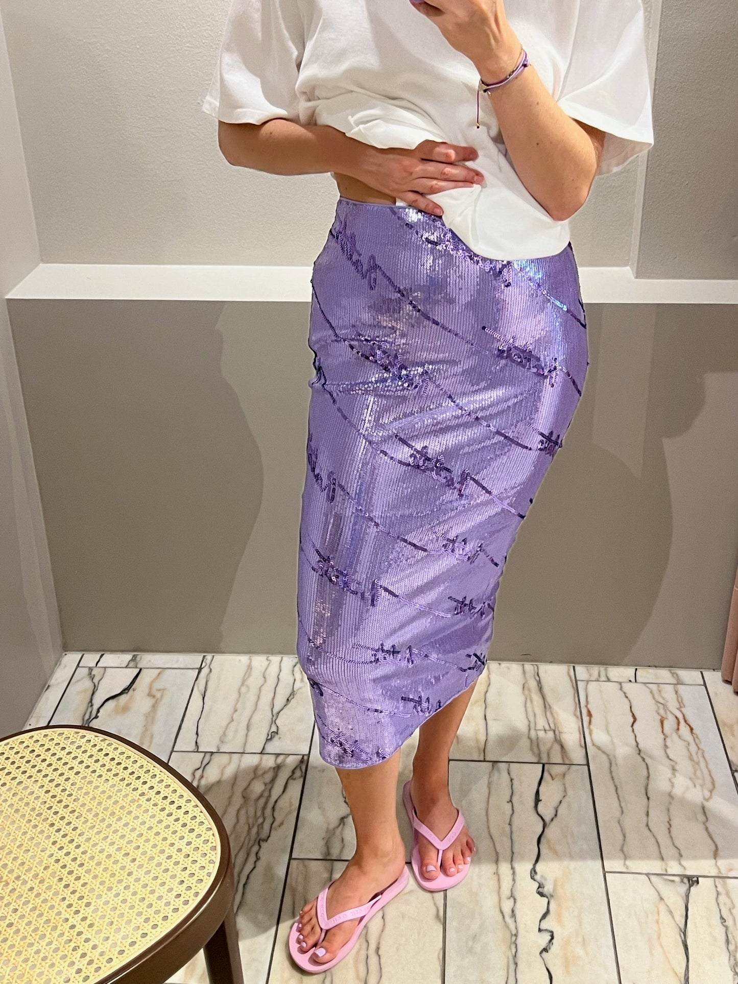 Rotate Sequins Midi Skirt