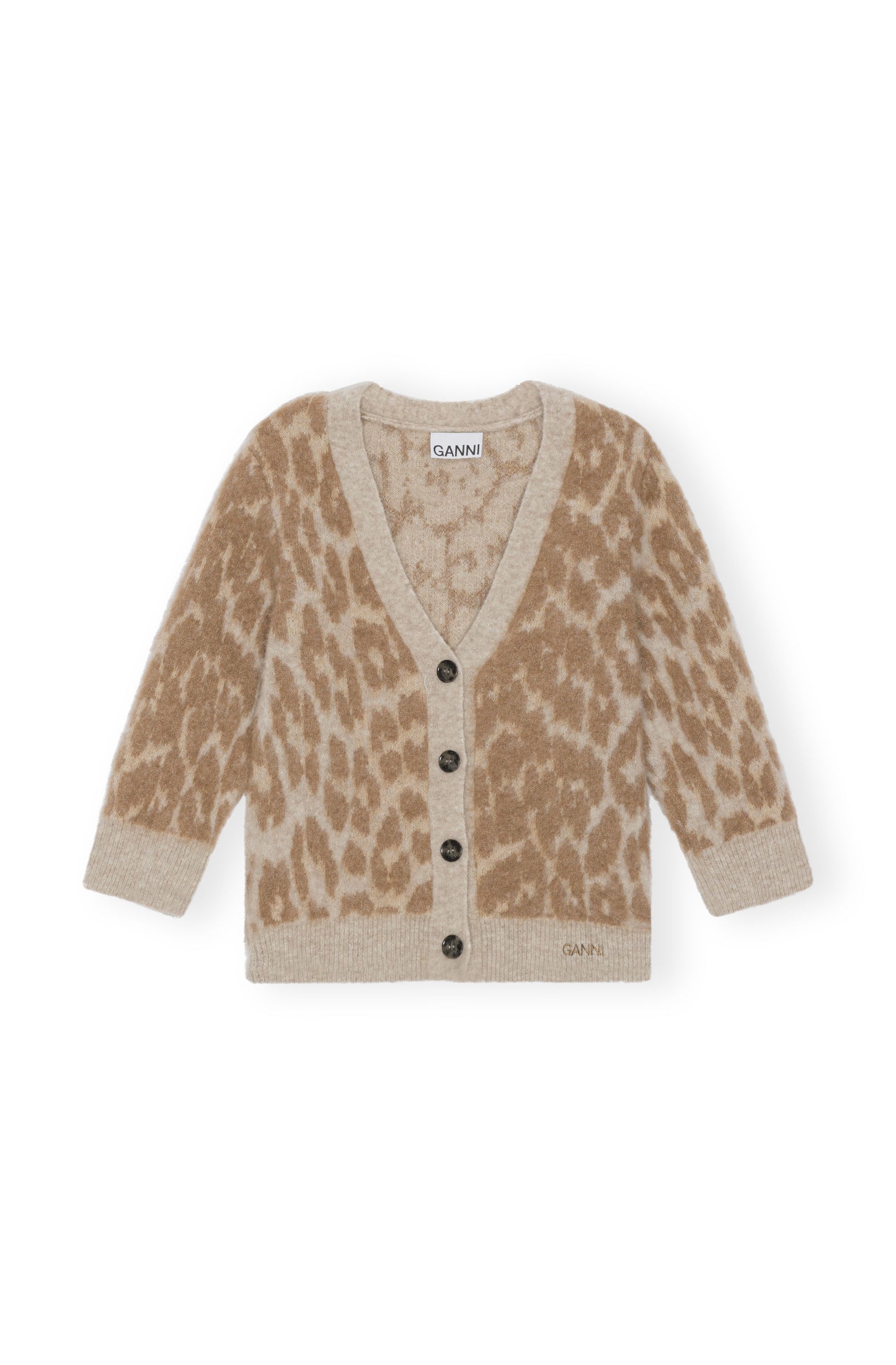 Ganni Leopard Jacquard Cardigan