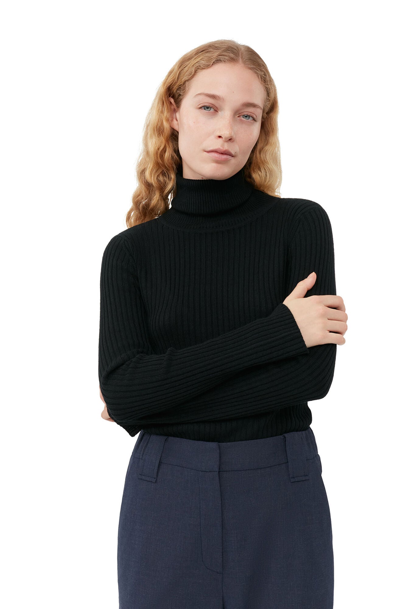 GANNI Sprayed Merino Rib Open Back Highneck