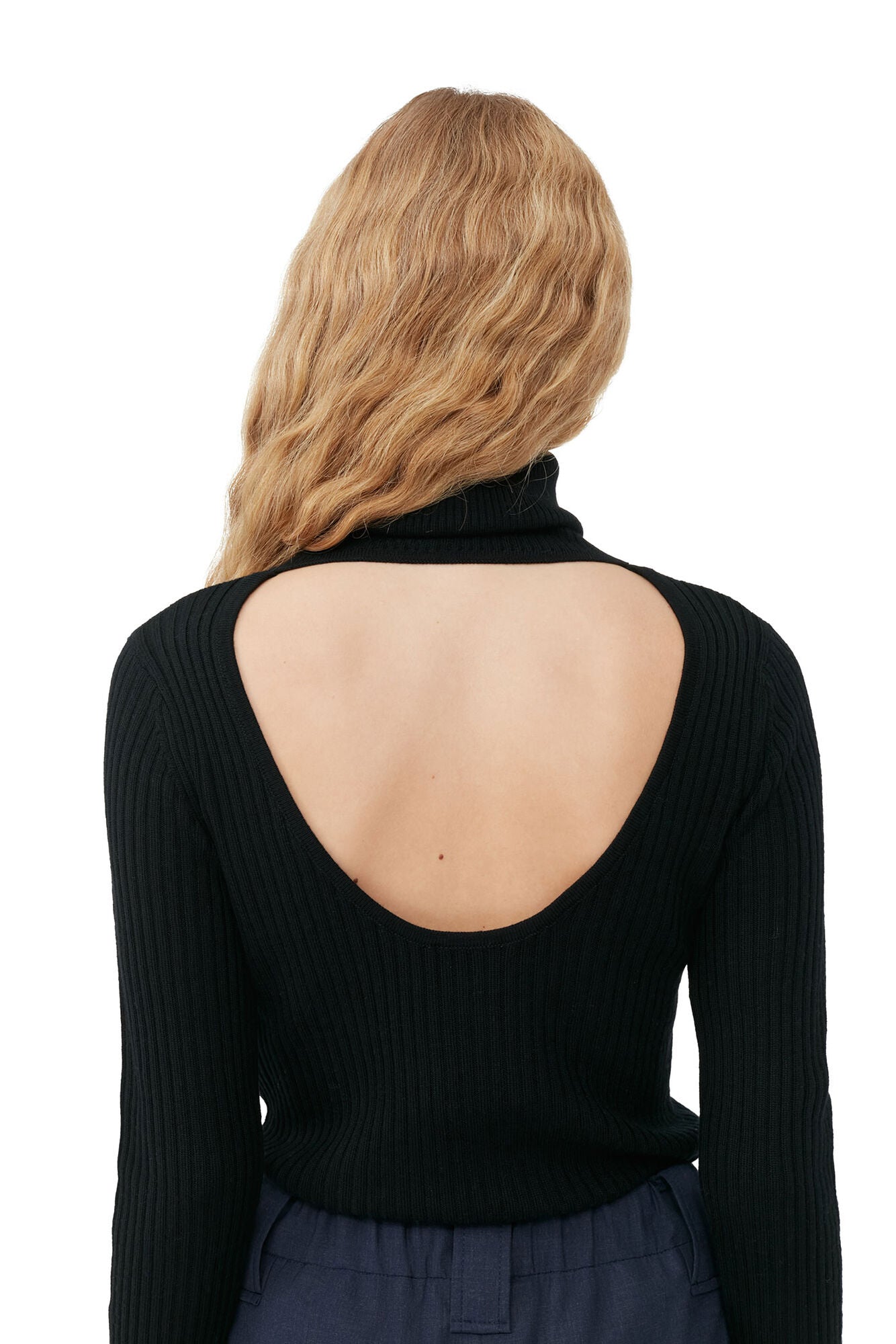 GANNI Sprayed Merino Rib Open Back Highneck