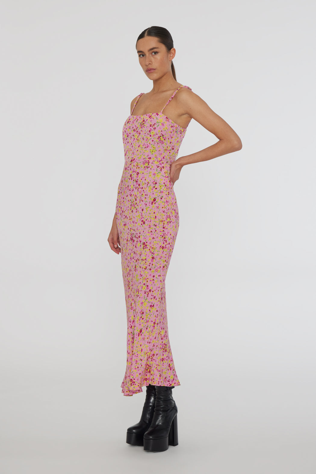 Rotate Jacquard Midi Slip Dress