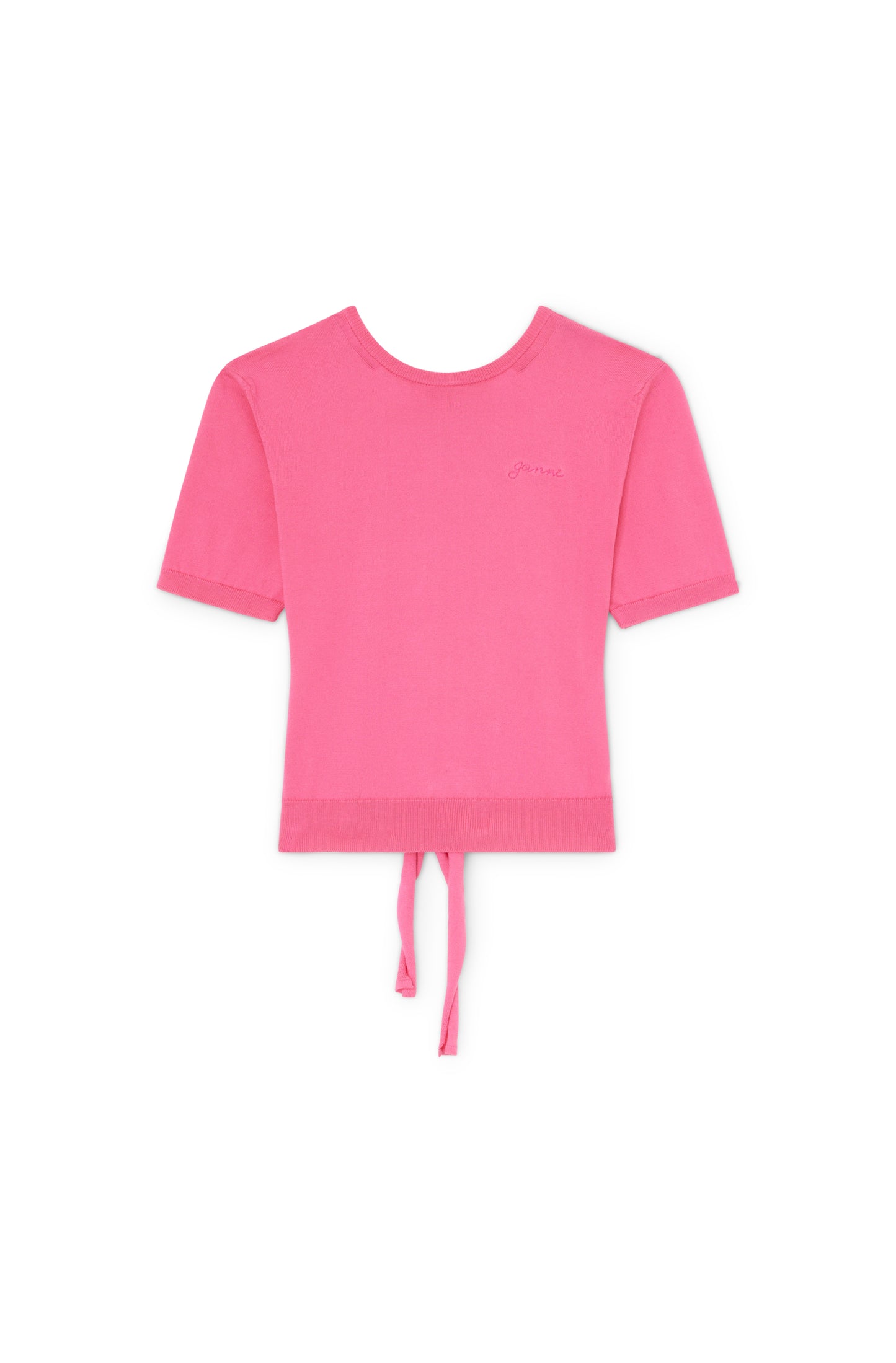 GANNI Sheer Cotton Back Tie Top