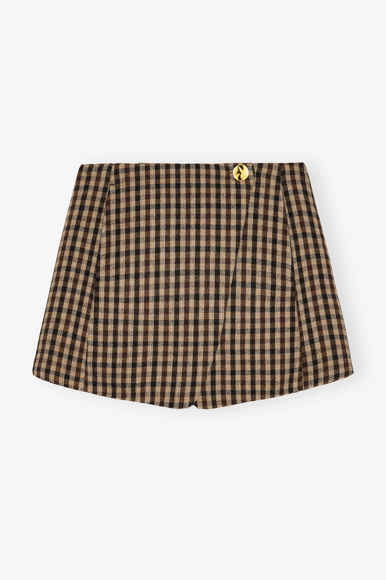 GANNI Check Wool Mix Skirt