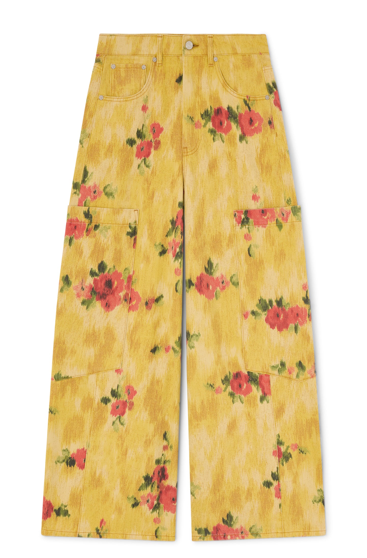 GANNI Print Denim Baggy Cargo Jeans
