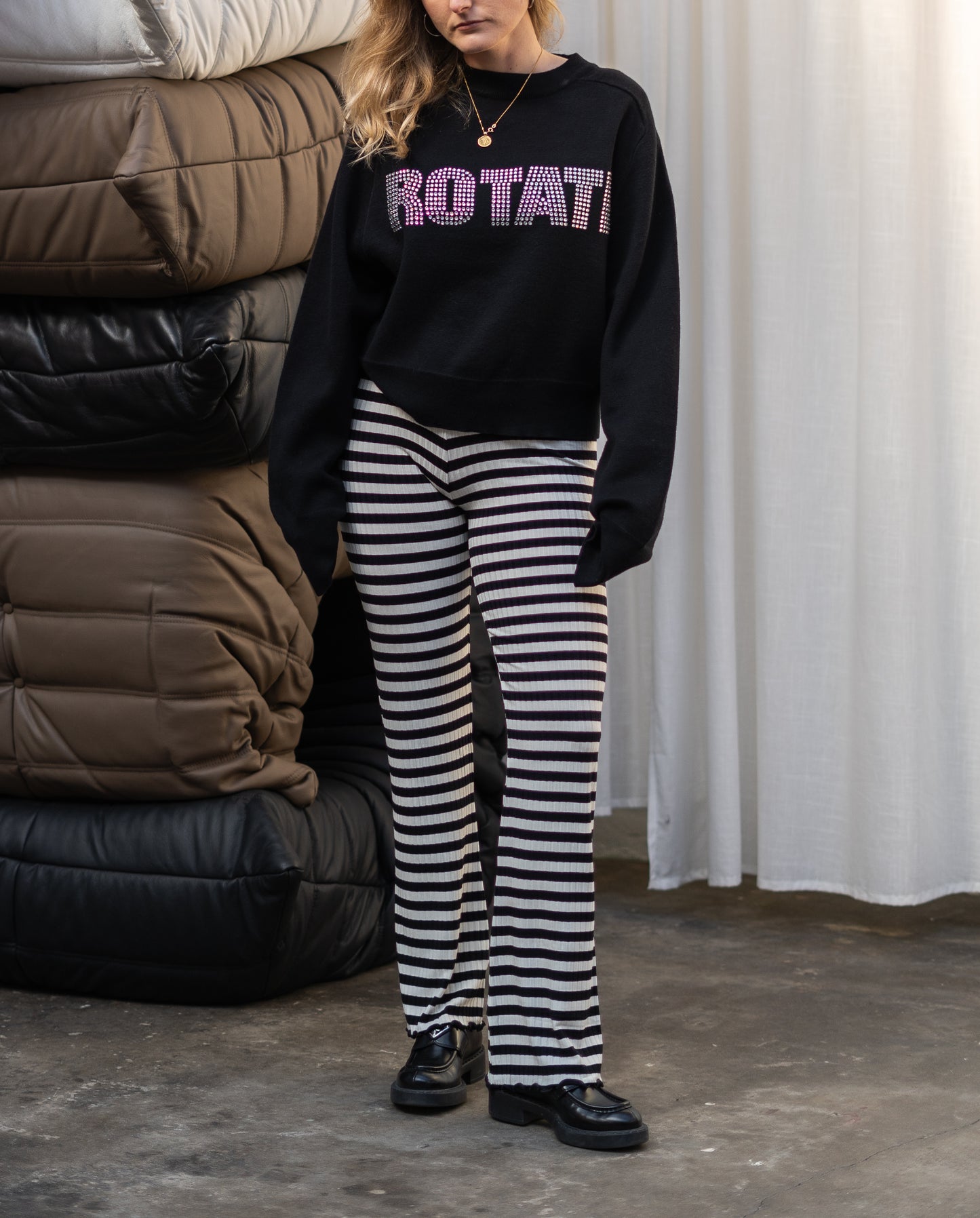 Rotate Firm Knitted Rhinestone Logo Jumper