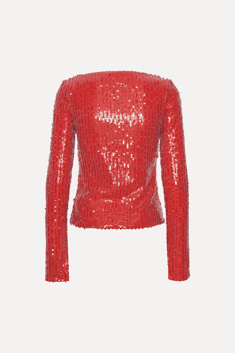 Rotate Sequins Longsleeve V-Neck Top