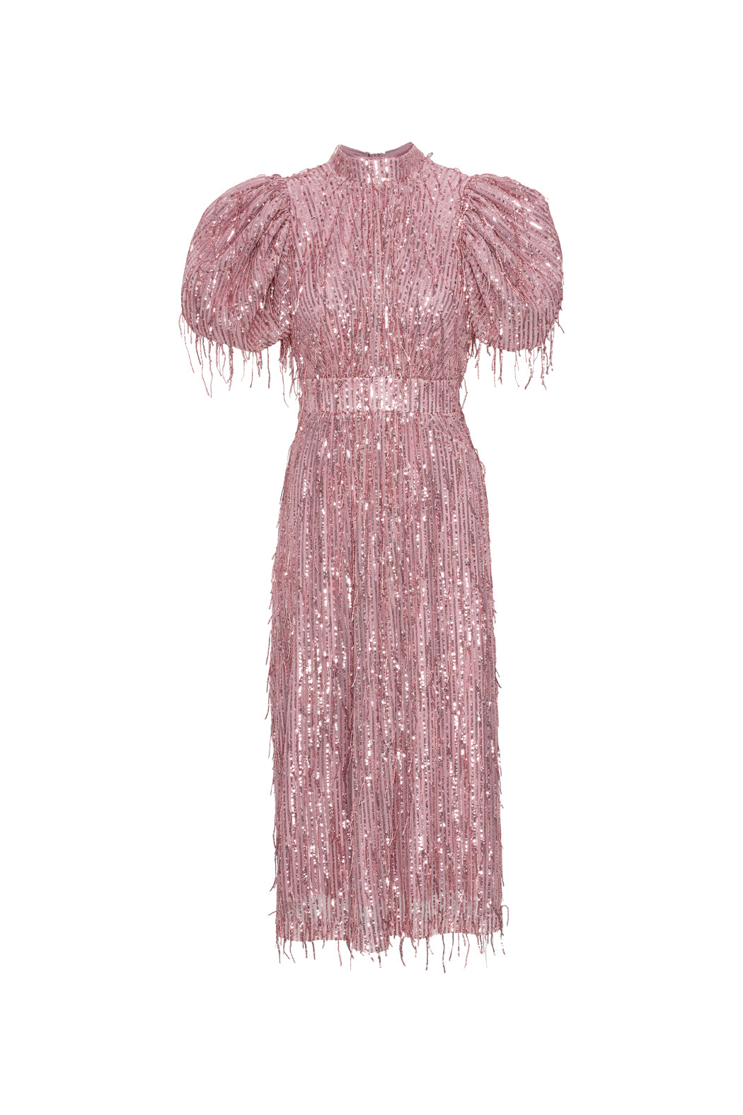 Rotate Sequins Fringes Puffy Dress