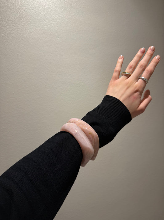 Sui Ava Chunky Bangle Pink Marble
