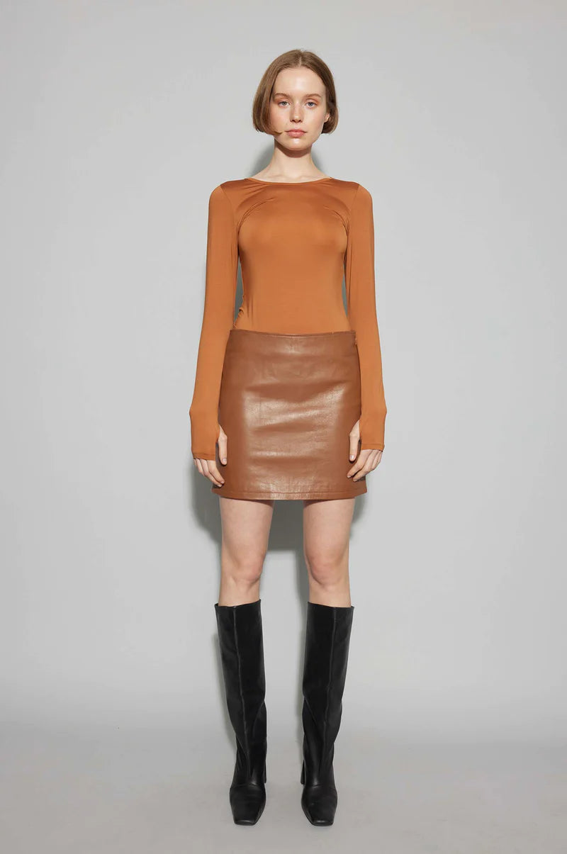 Oval Square Deep Leather Skirt