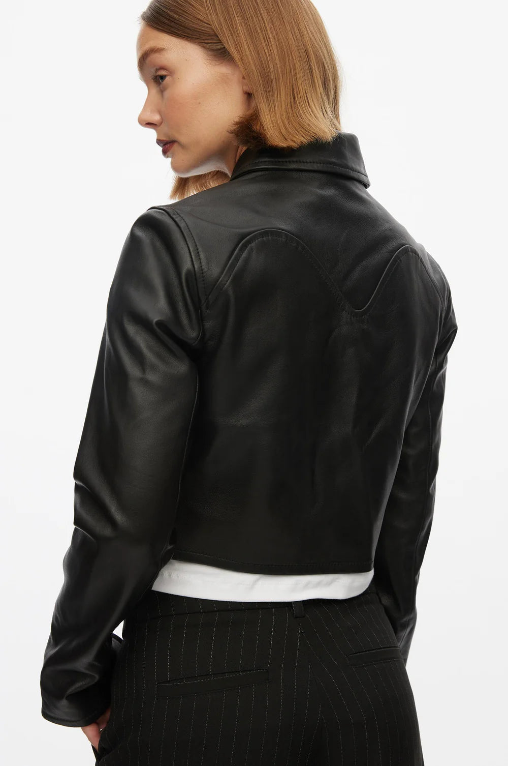 Oval Square Roadie Leather Zip Blouse