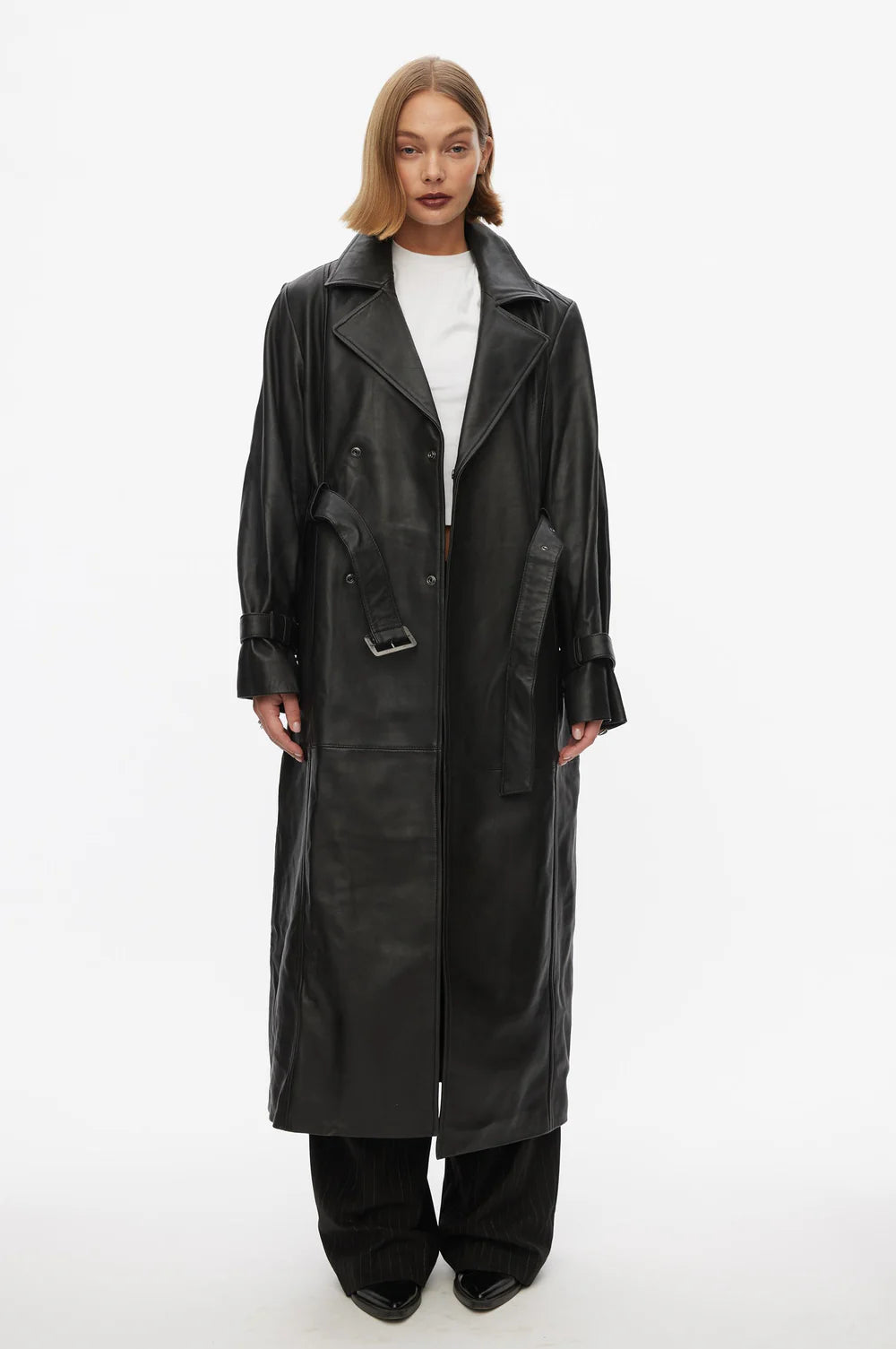 Oval Square Roadie Leather Coat