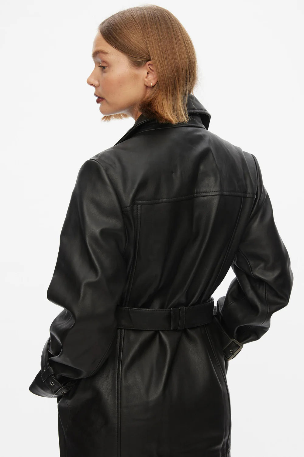 Oval Square Roadie Leather Coat