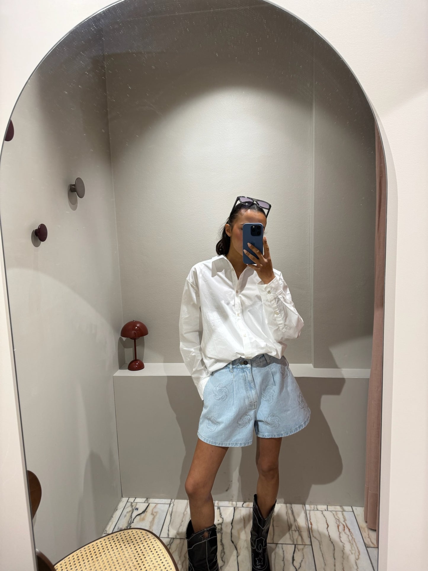 Grey Marl Ava Blouse Weiß