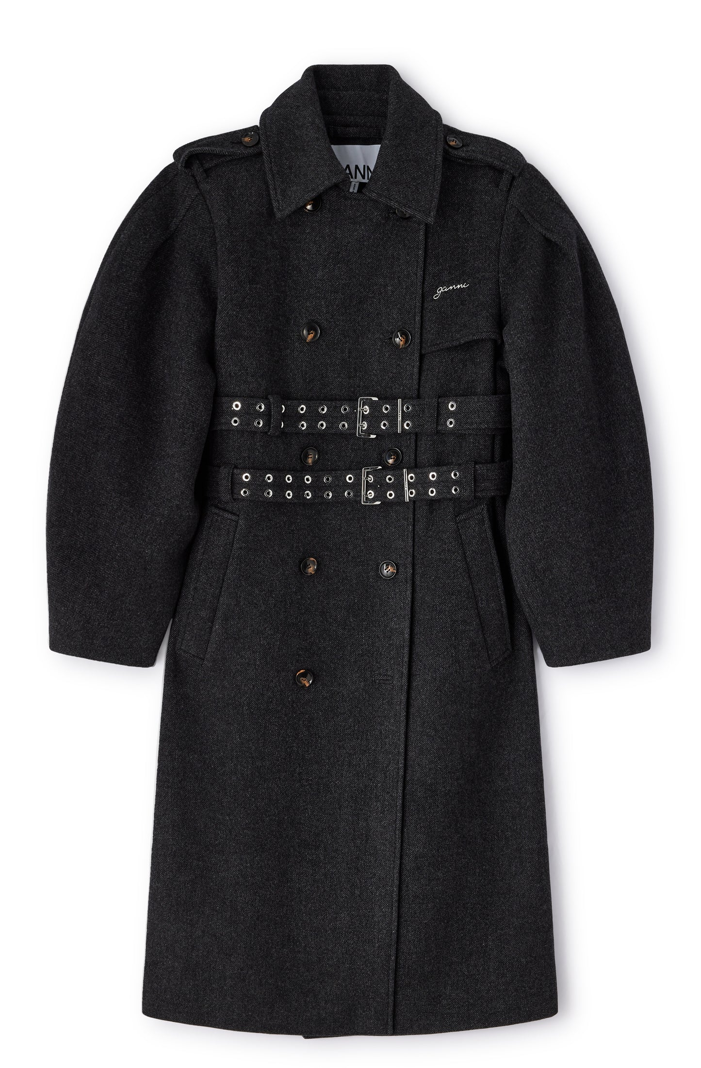 GANNI Peacoat Wool Trench