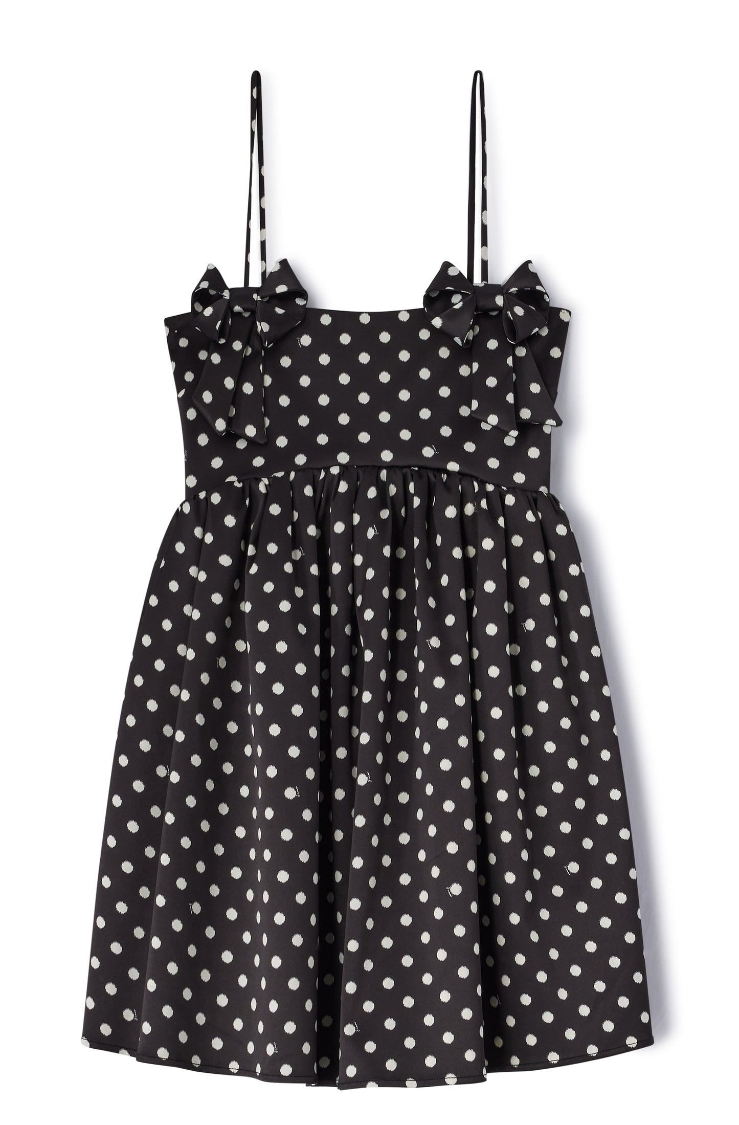 GANNI Printed Double Satin Mini Strap Dress