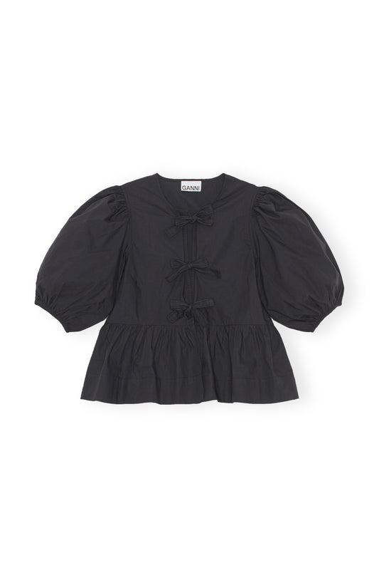GANNI Cotton Poplin Peplum Blouse