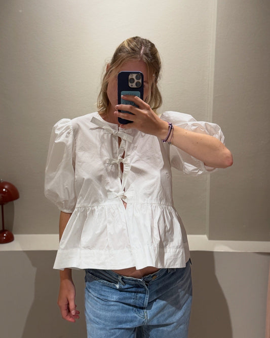 GANNI Cotton Poplin Peplum Blouse